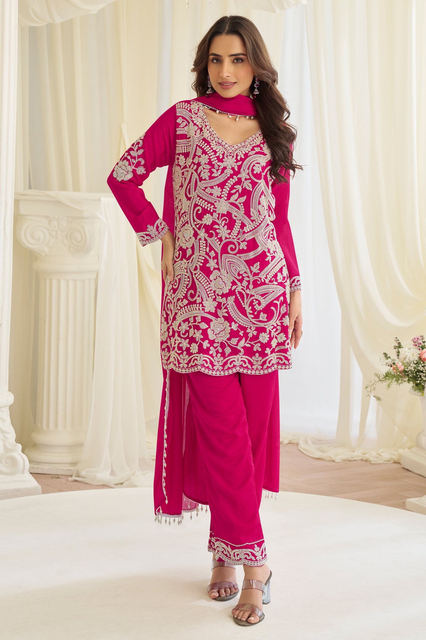 Pink Readymade Bead Work Georgette Suit-SAR11524_4_SareeButa.com