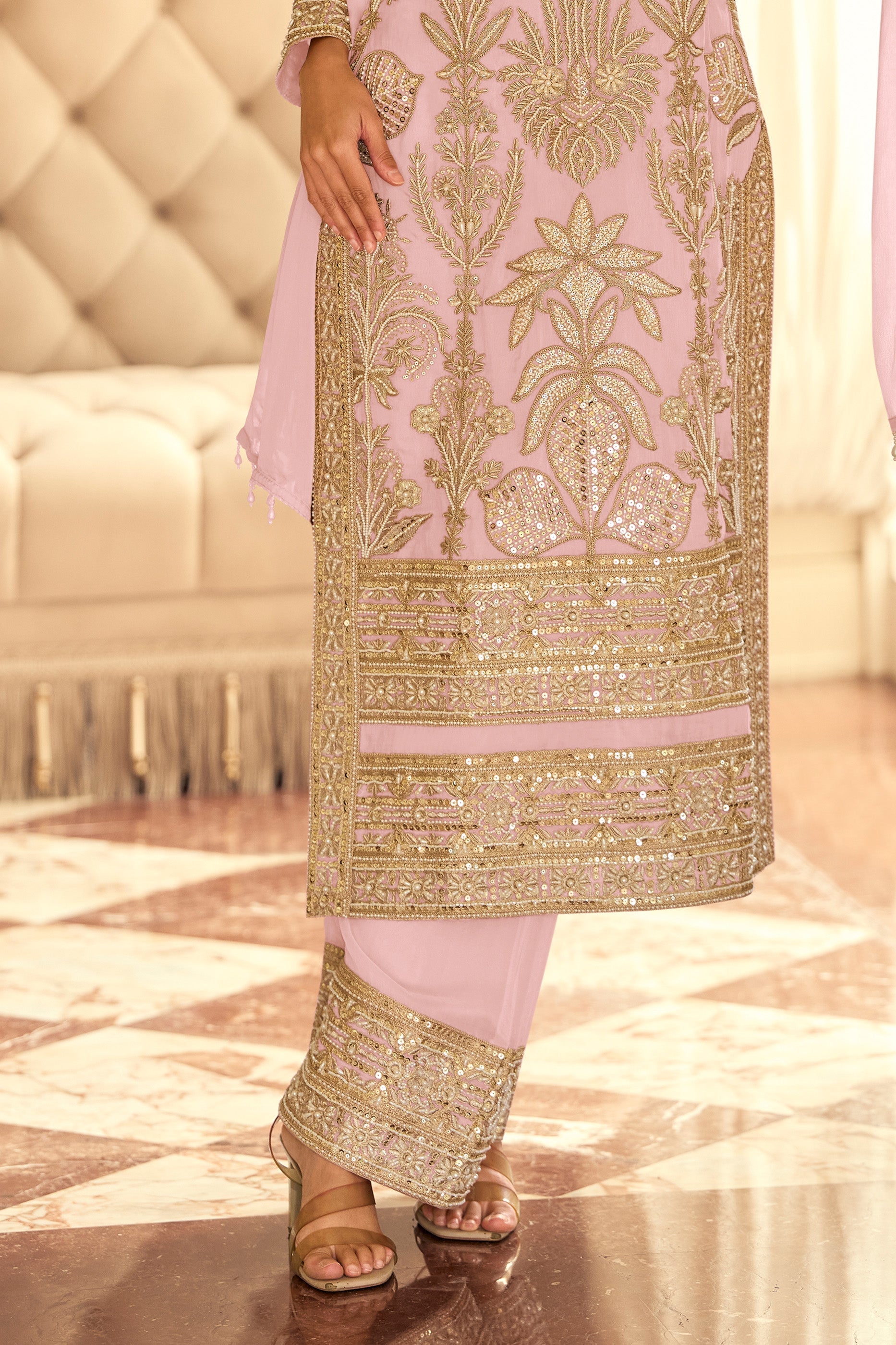 Pink Readymade Bead Work Georgette Suit-SAR11571_4_SareeButa.com