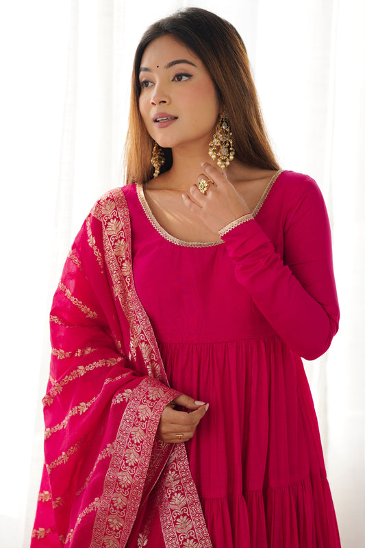Pink Readymade Chanderi Silk Anarkali Suit-SS481_2_SareeButa.com