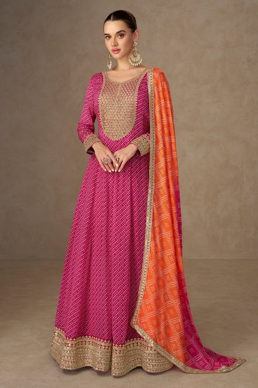 Pink Readymade Chinon Gown With Dupatta-SAR10660_1_SareeButa.com