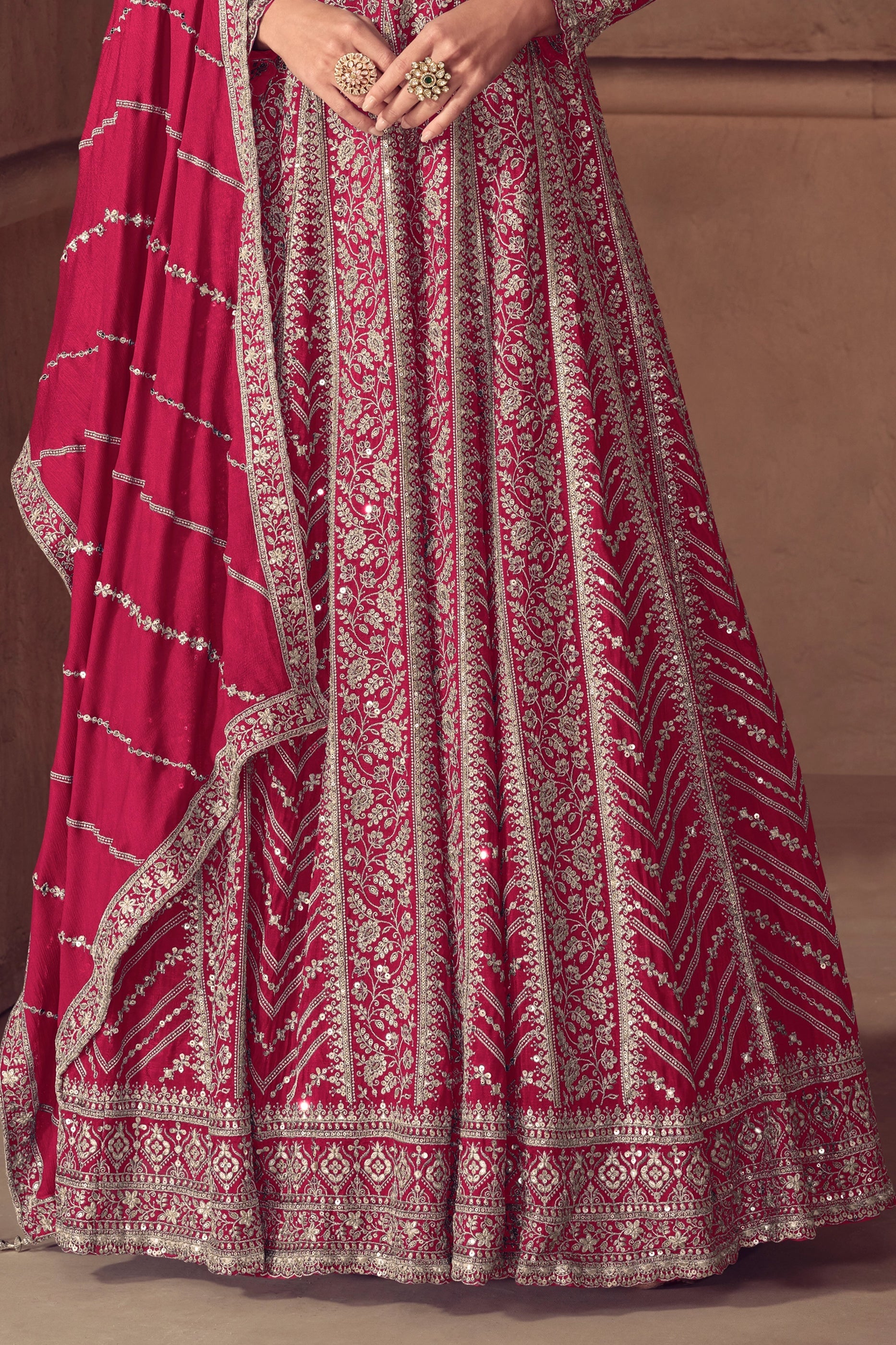 Pink Readymade Chinon Gown With Dupatta-SAR11052_5_SareeButa.com