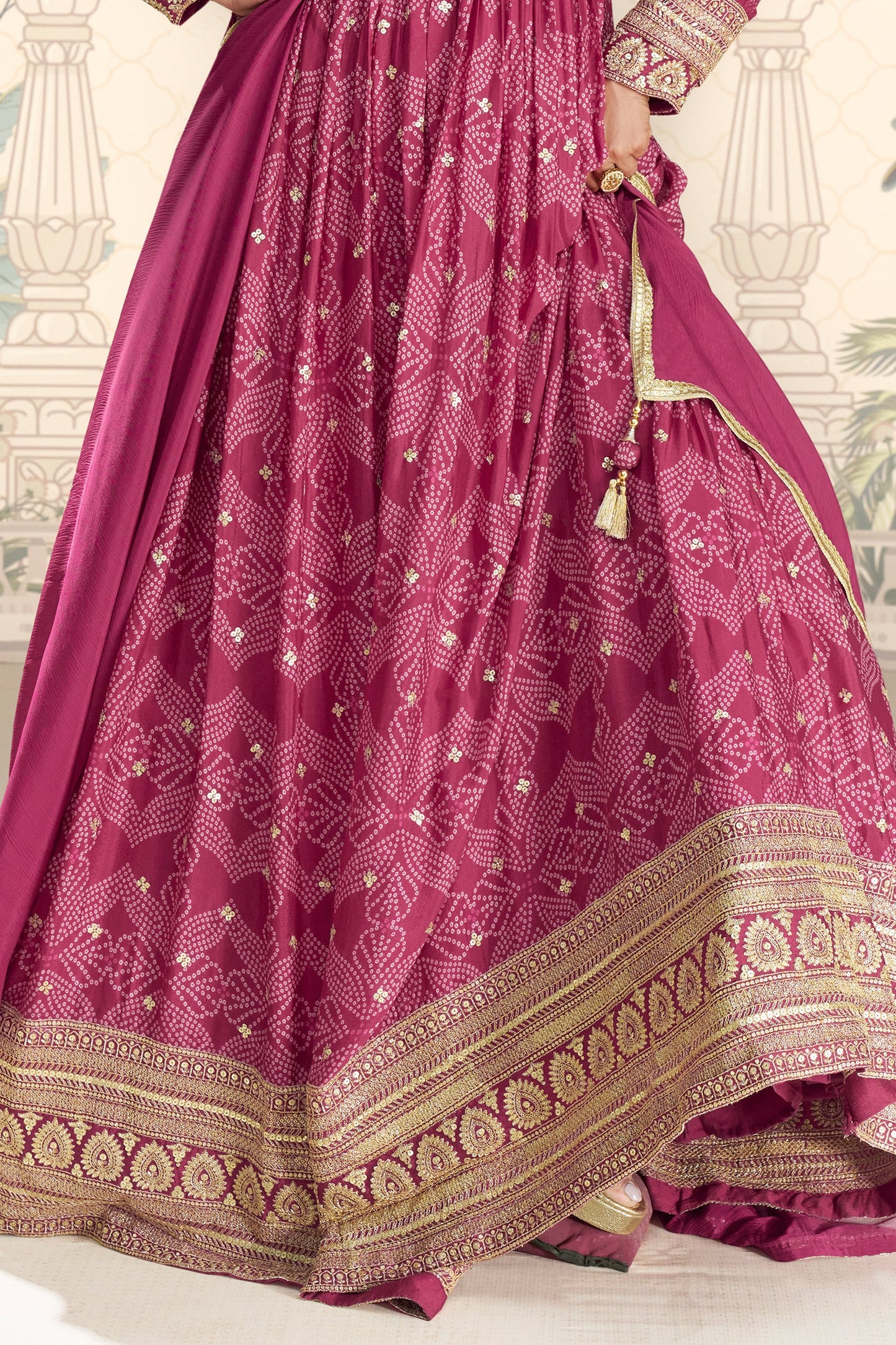 Pink Readymade Chinon Gown with Dupatta-SAR11561_5_SareeButa.com