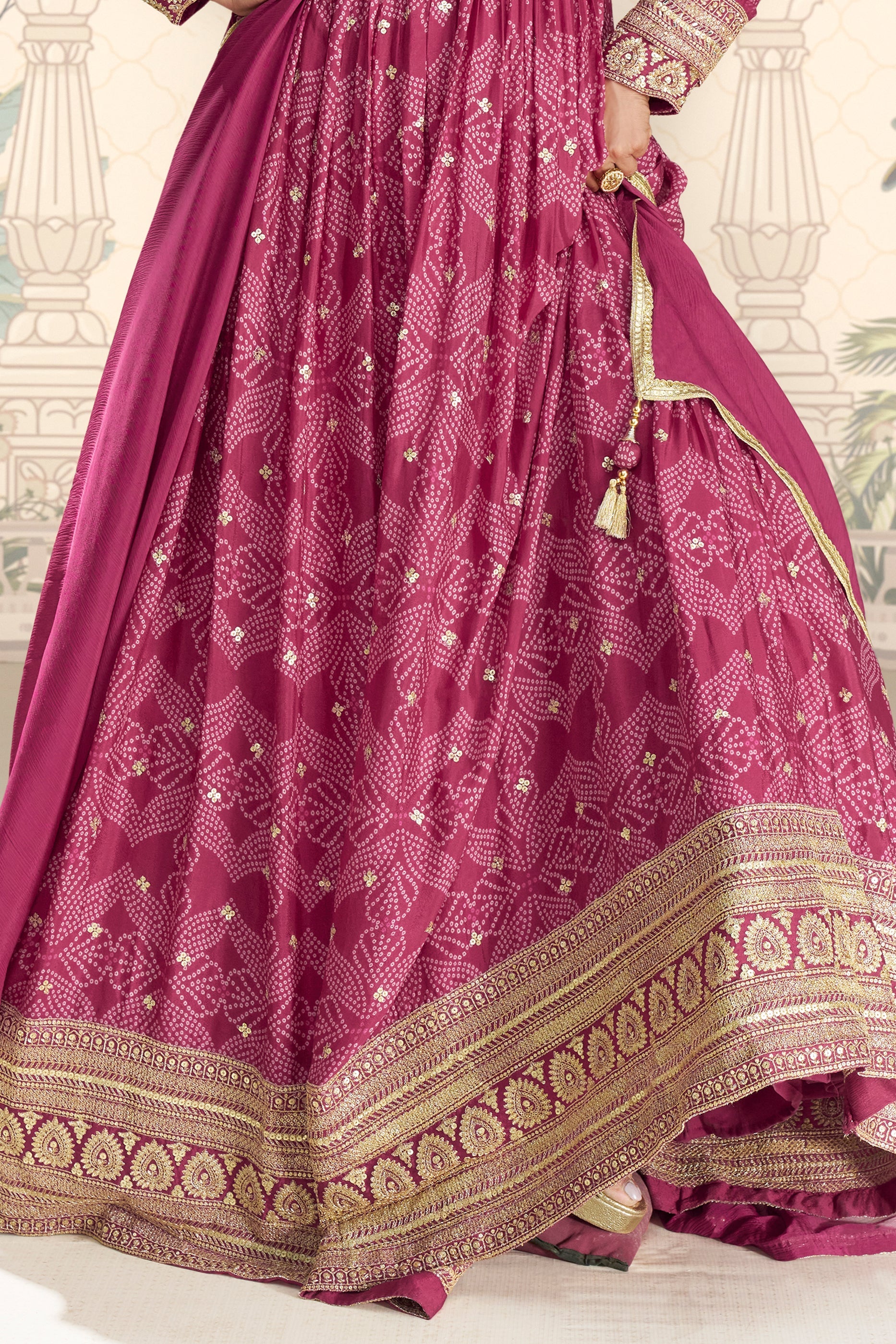 Pink Readymade Chinon Gown with Dupatta-SAR11561_5_SareeButa.com