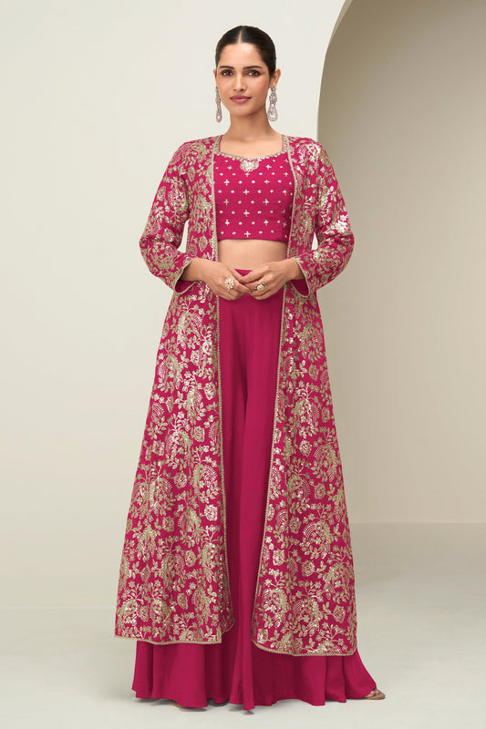Pink Readymade Chinon Silk Palazzo Set-SAR10519_1_SareeButa.com