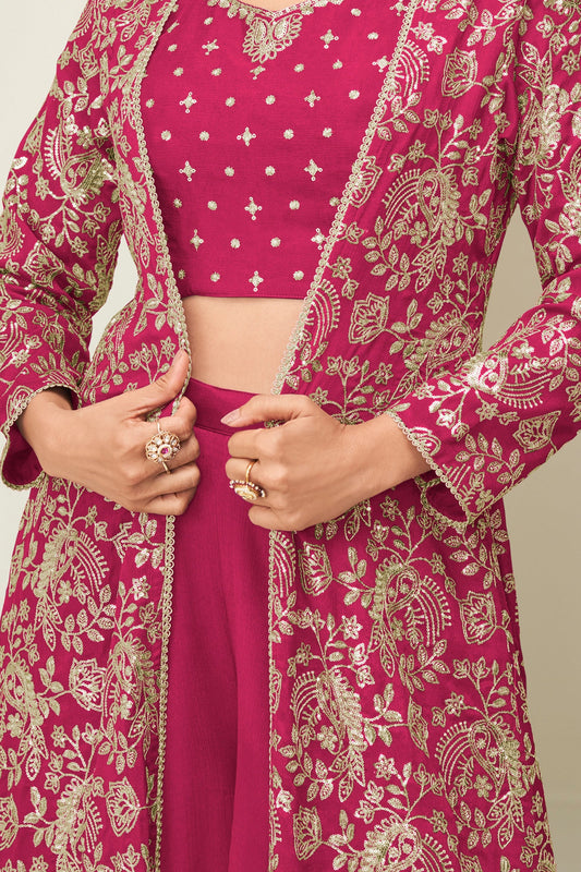 Pink Readymade Chinon Silk Palazzo Set-SAR10519_2_SareeButa.com