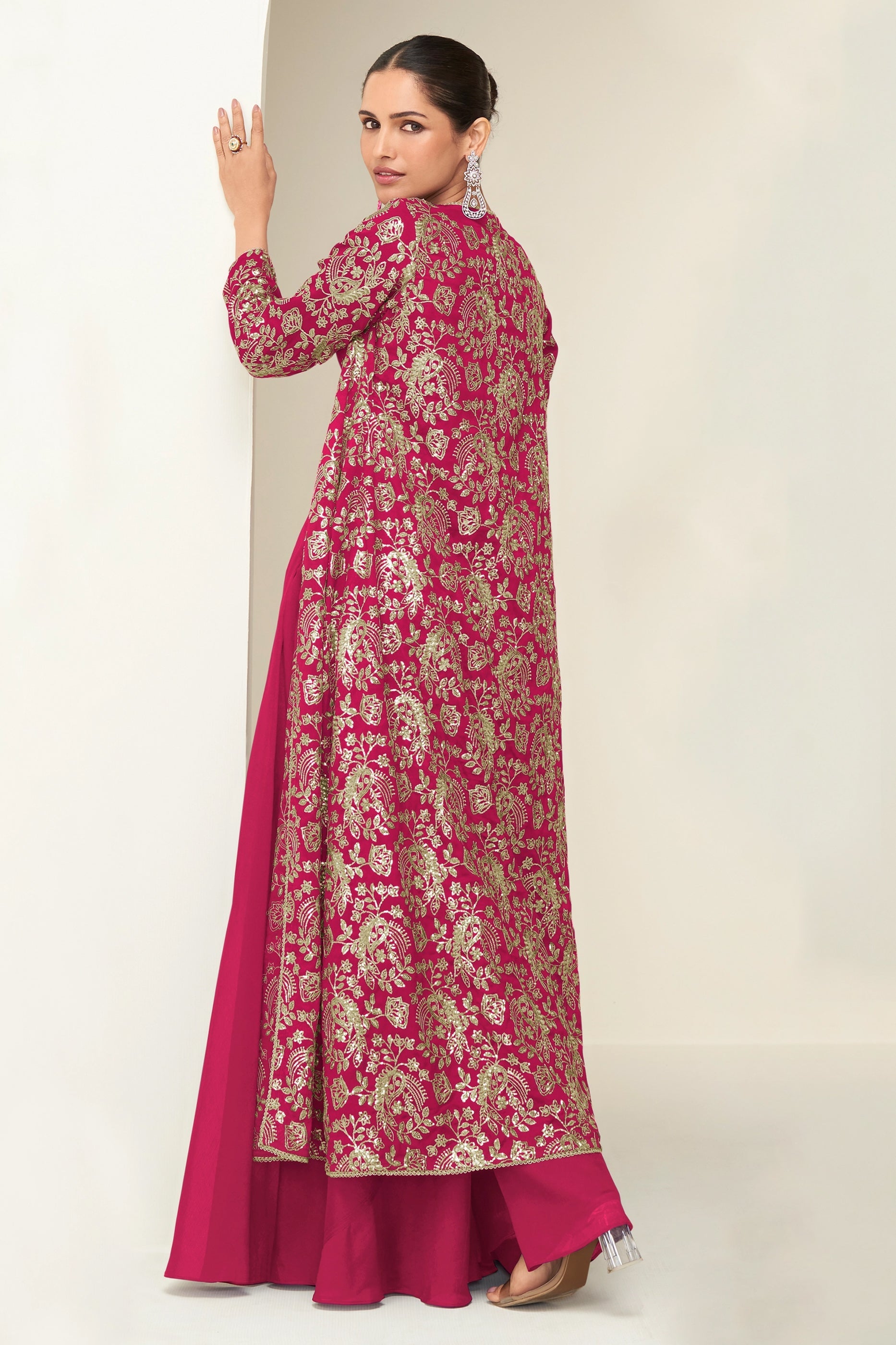 Pink Readymade Chinon Silk Palazzo Set-SAR10519_3_SareeButa.com