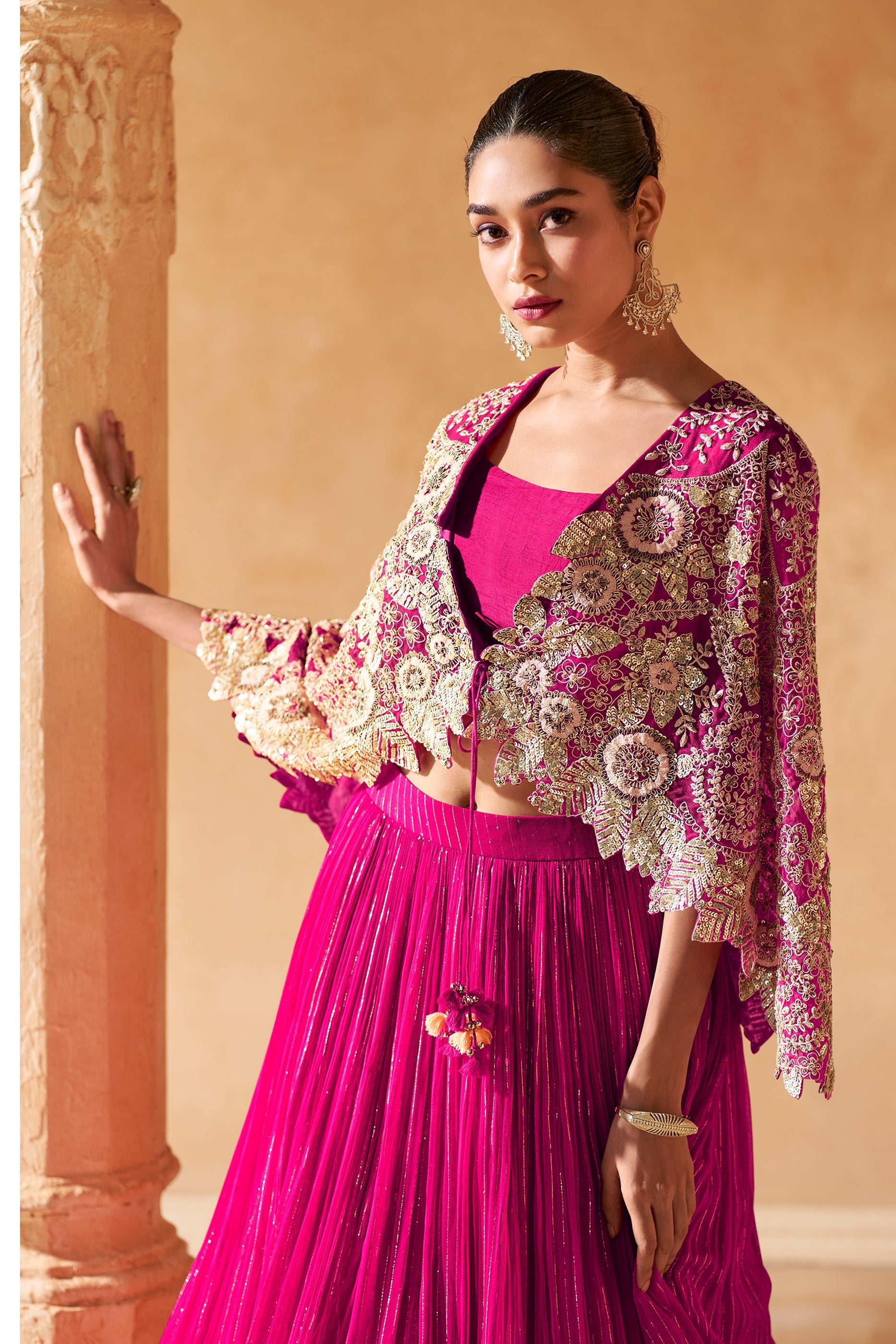 Pink Readymade Chinon Skirt Set-SAR11994_4_SareeButa.com