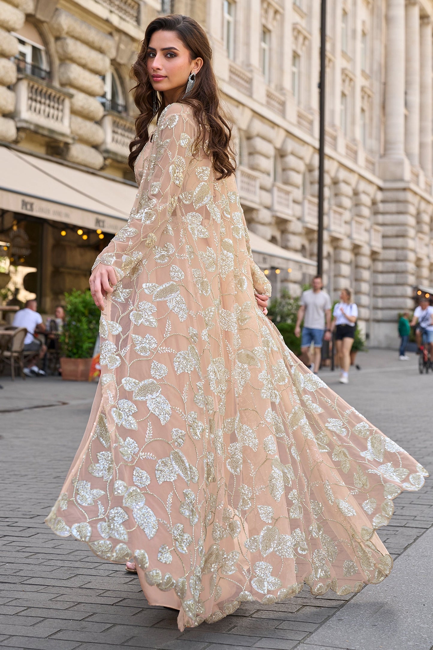 Pink Readymade Crepe Skirt Set With Jacket-SAR11071_3_SareeButa.com