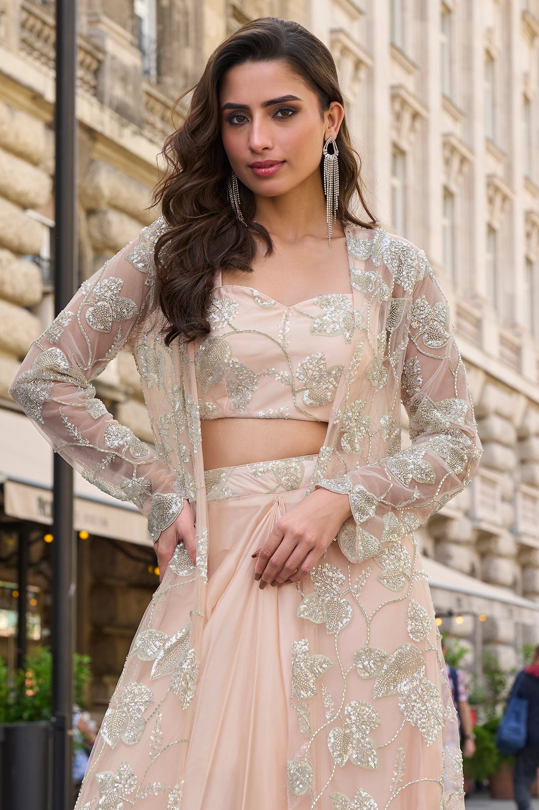 Pink Readymade Crepe Skirt Set With Jacket-SAR11071_4_SareeButa.com