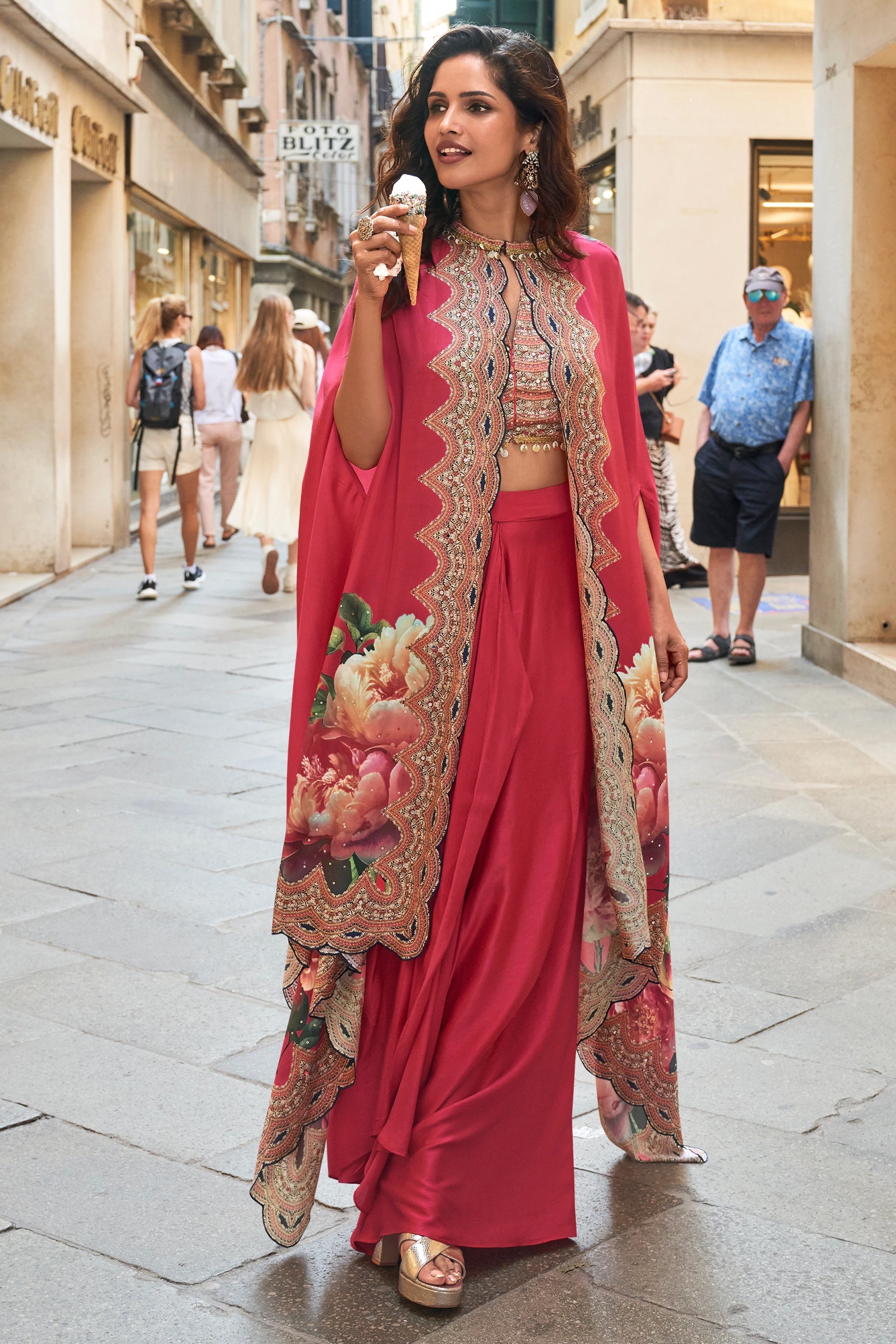 Pink Readymade Crepe Skirt Set With Jacket-SAR11079_1_SareeButa.com