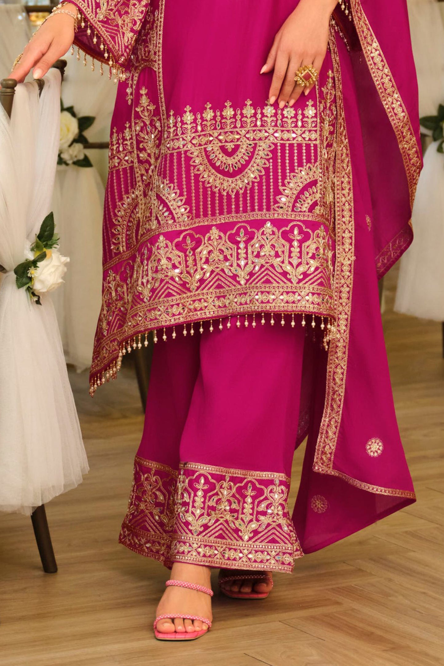 Pink Readymade Embroidered Chinon A-Line Suit-SAR11676_5_SareeButa.com