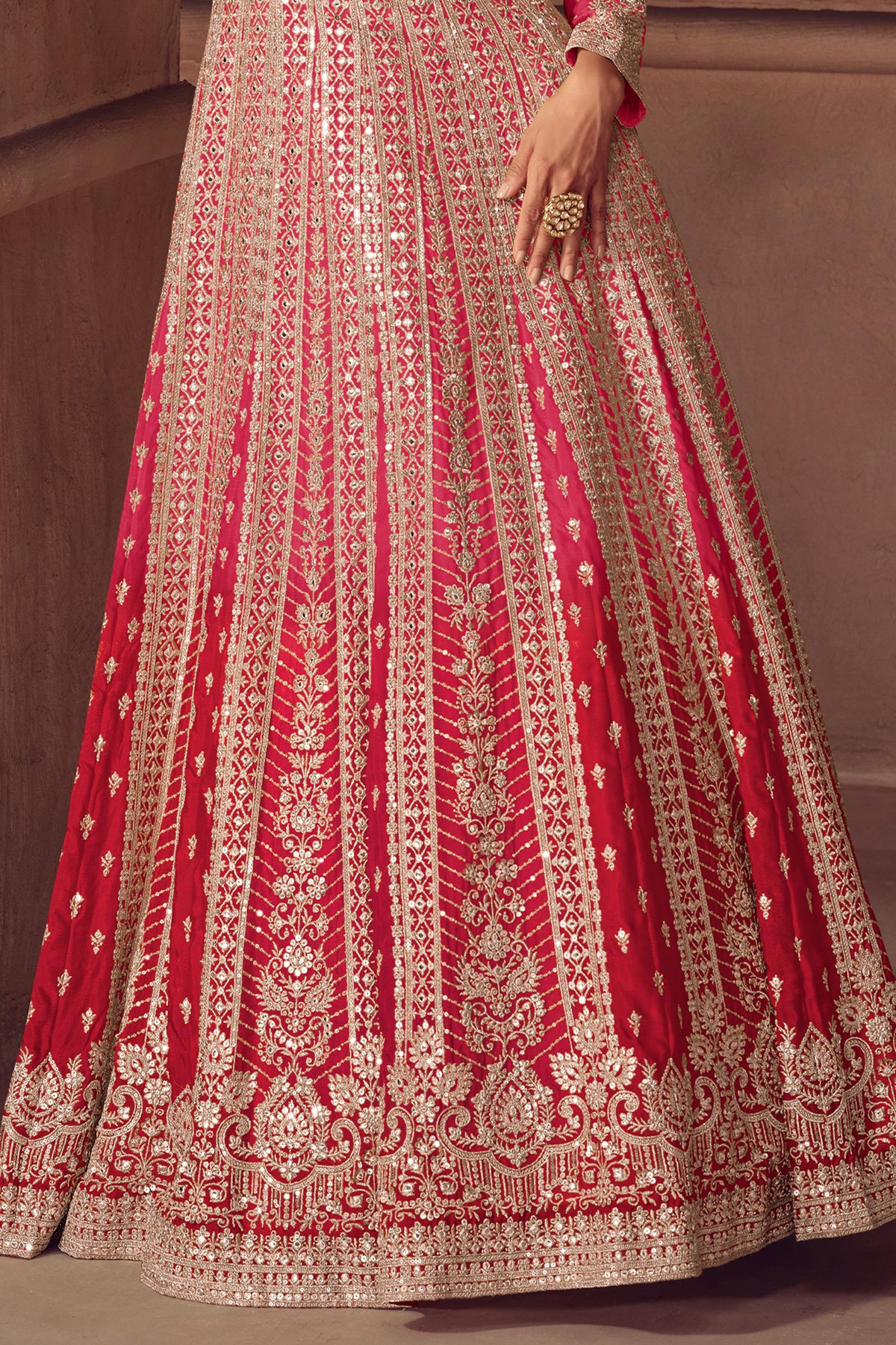 Pink Readymade Embroidered Chinon Gown with Dupatta-SAR13538_4_SareeButa.com