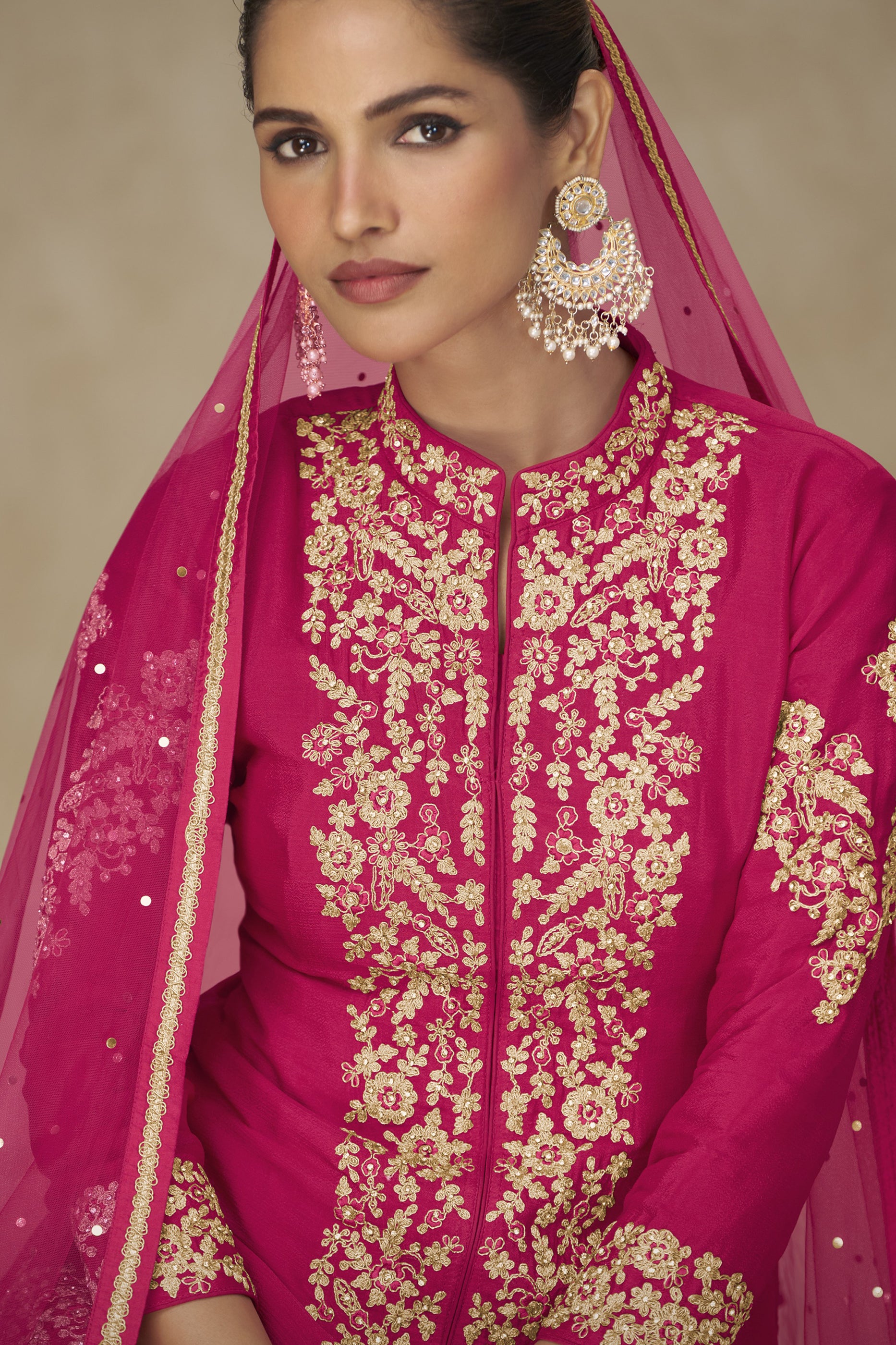 Pink Readymade Embroidered Chinon Palazzo Suit-SAR12499_2_SareeButa.com
