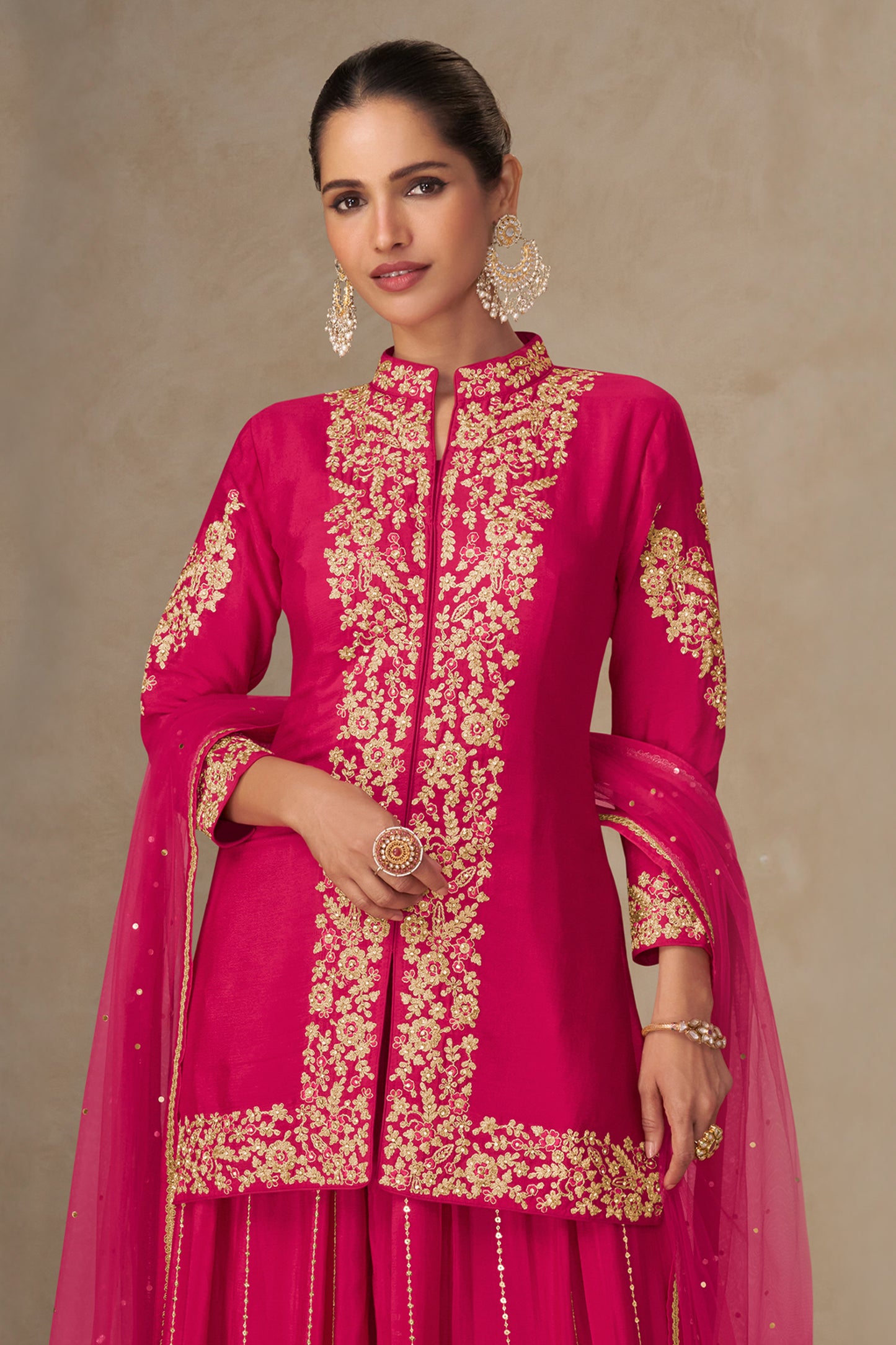 Pink Readymade Embroidered Chinon Palazzo Suit-SAR12499_3_SareeButa.com