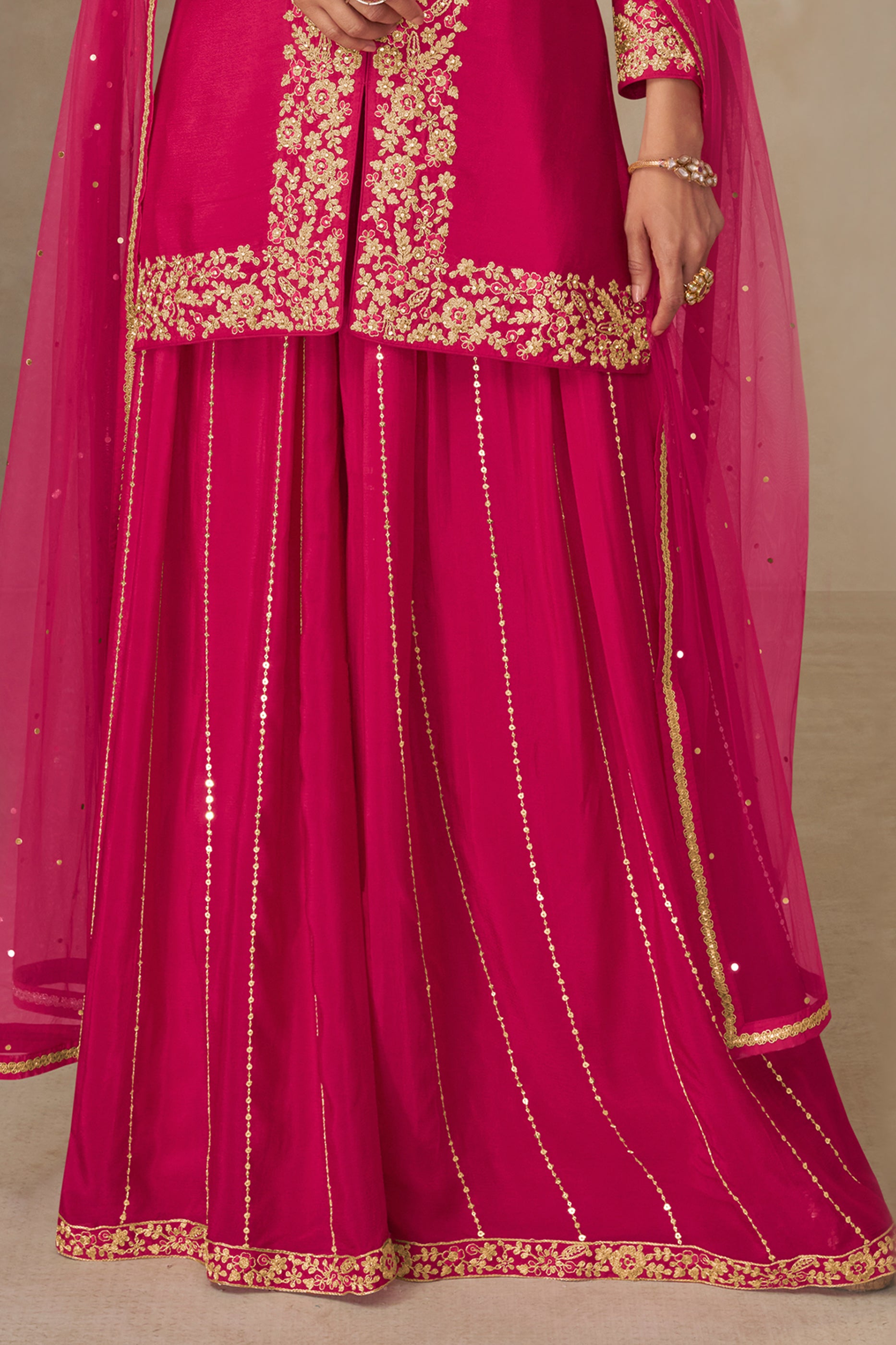Pink Readymade Embroidered Chinon Palazzo Suit-SAR12499_4_SareeButa.com