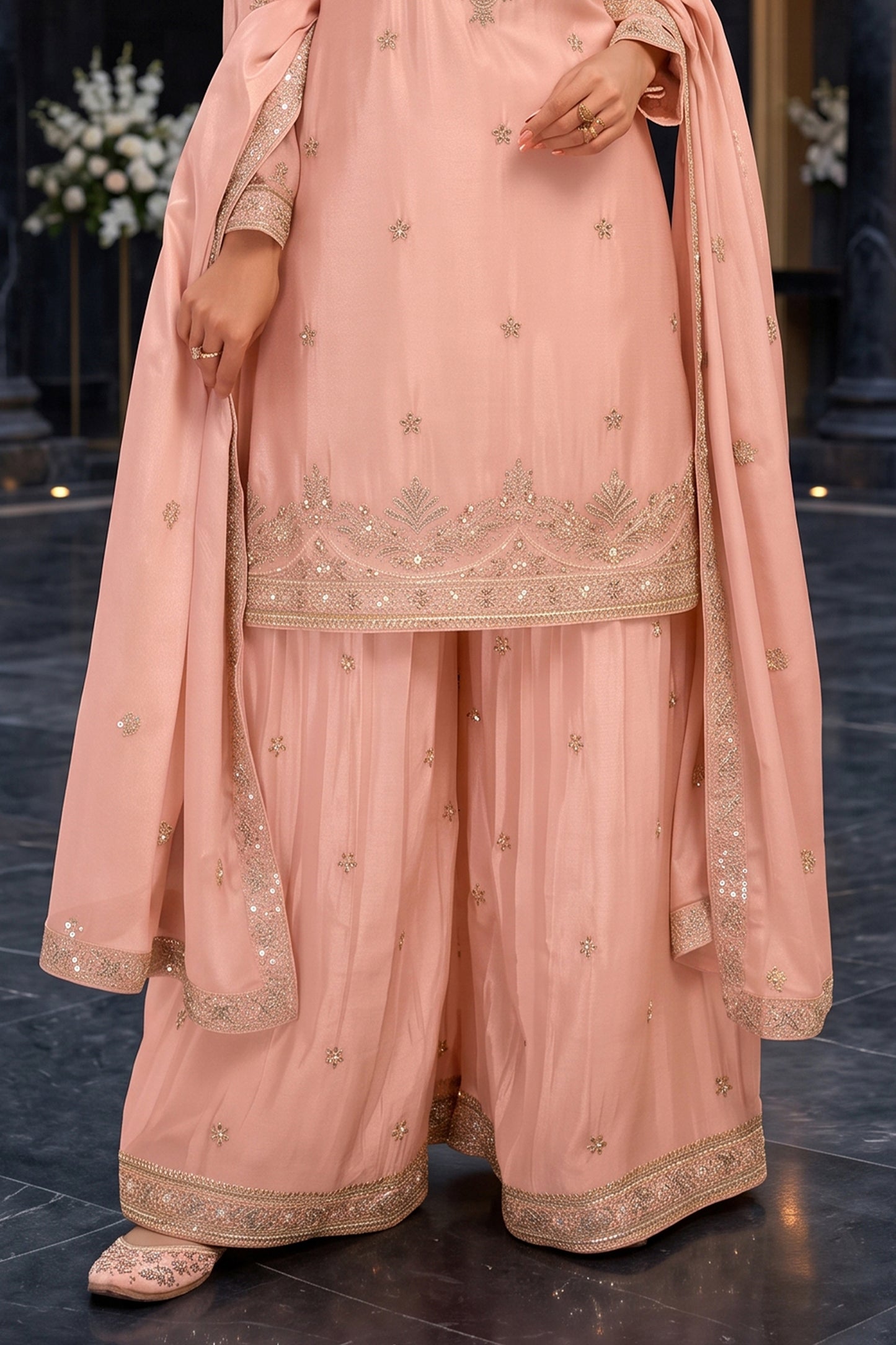 Pink Readymade Embroidered Chinon Palazzo Suit-SAR13140_5_SareeButa.com