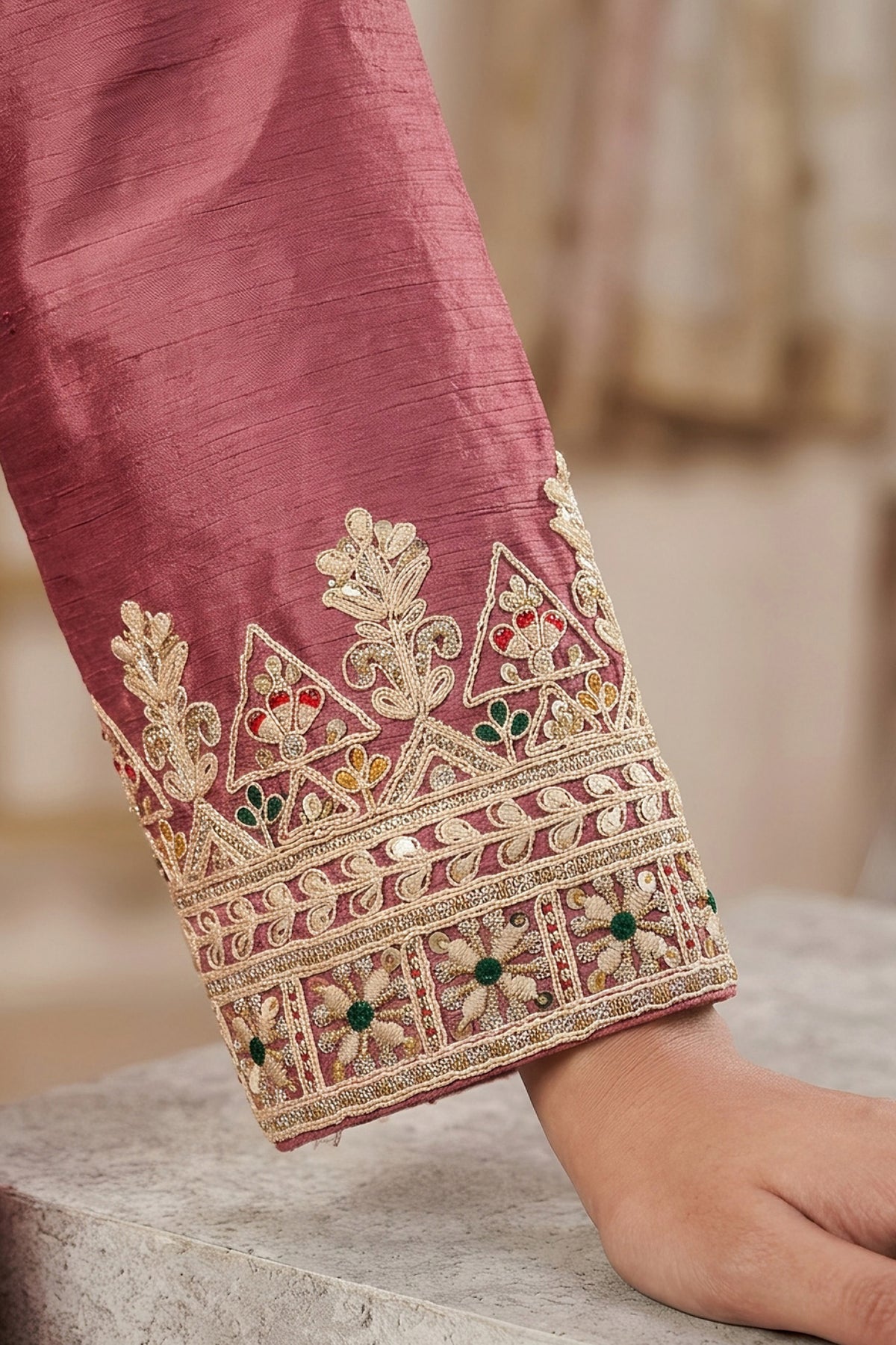 Pink Readymade Embroidered Chinon Palazzo Suit-SAR13353_4_SareeButa.com