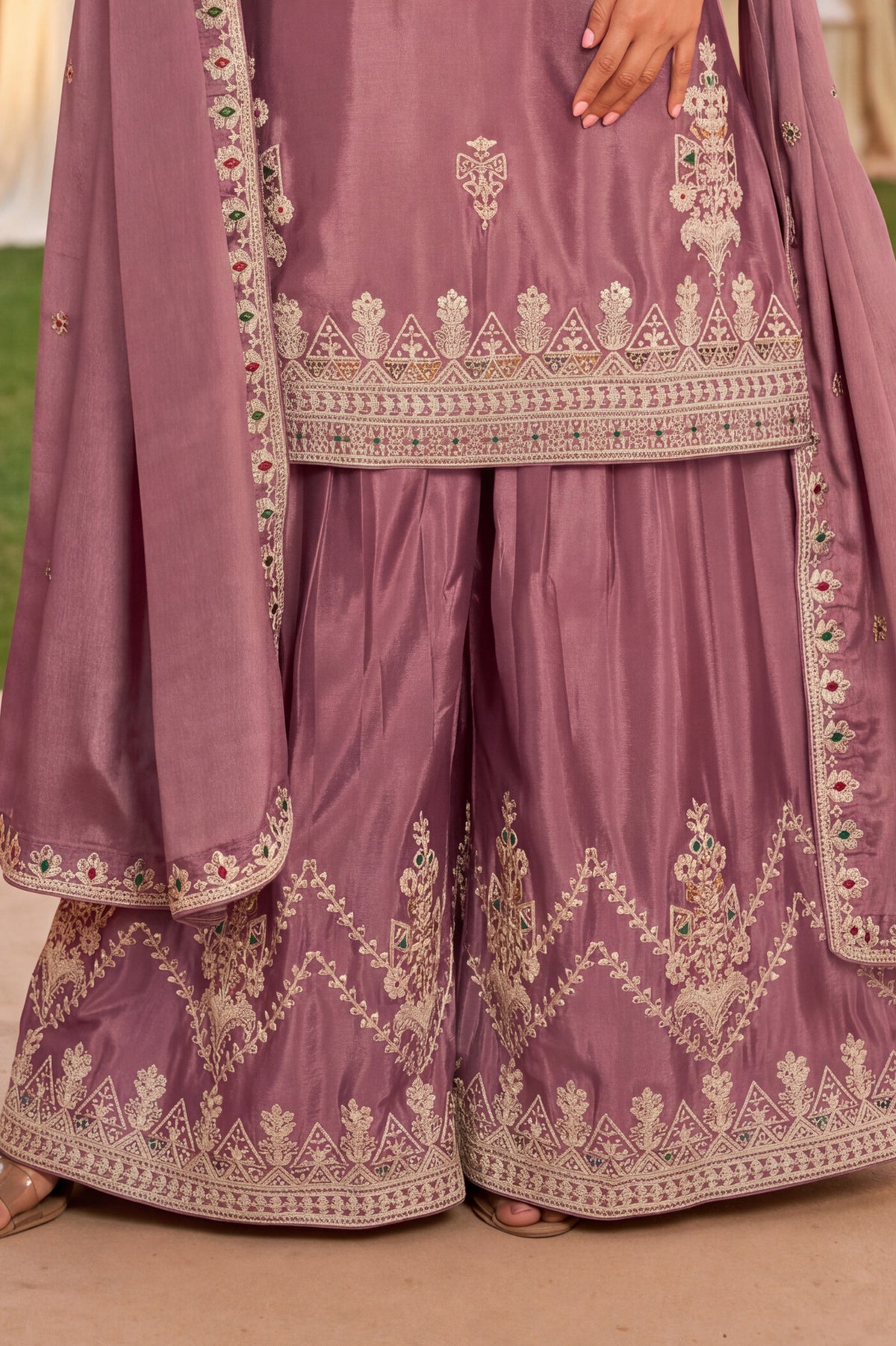 Pink Readymade Embroidered Chinon Palazzo Suit-SAR13353_7_SareeButa.com