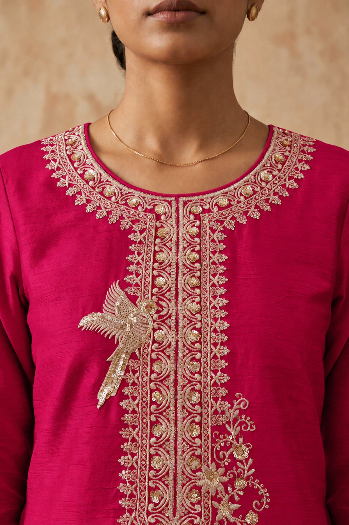 Pink Readymade Embroidered Chinon Palazzo Suit-SAR13557_2_SareeButa.com