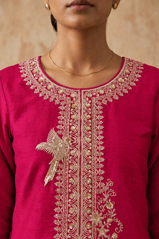 Pink Readymade Embroidered Chinon Palazzo Suit-SAR13557_2_SareeButa.com