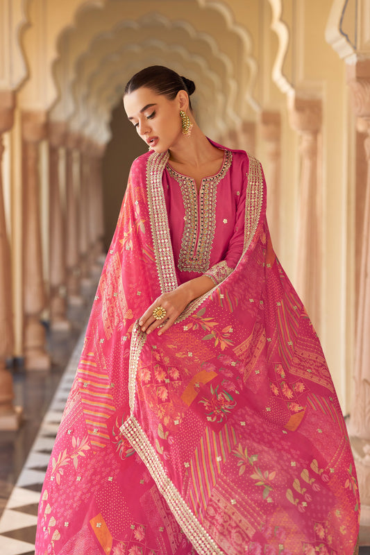 Pink Readymade Embroidered Chinon Sharara Suit-SAR11619_2_SareeButa.com