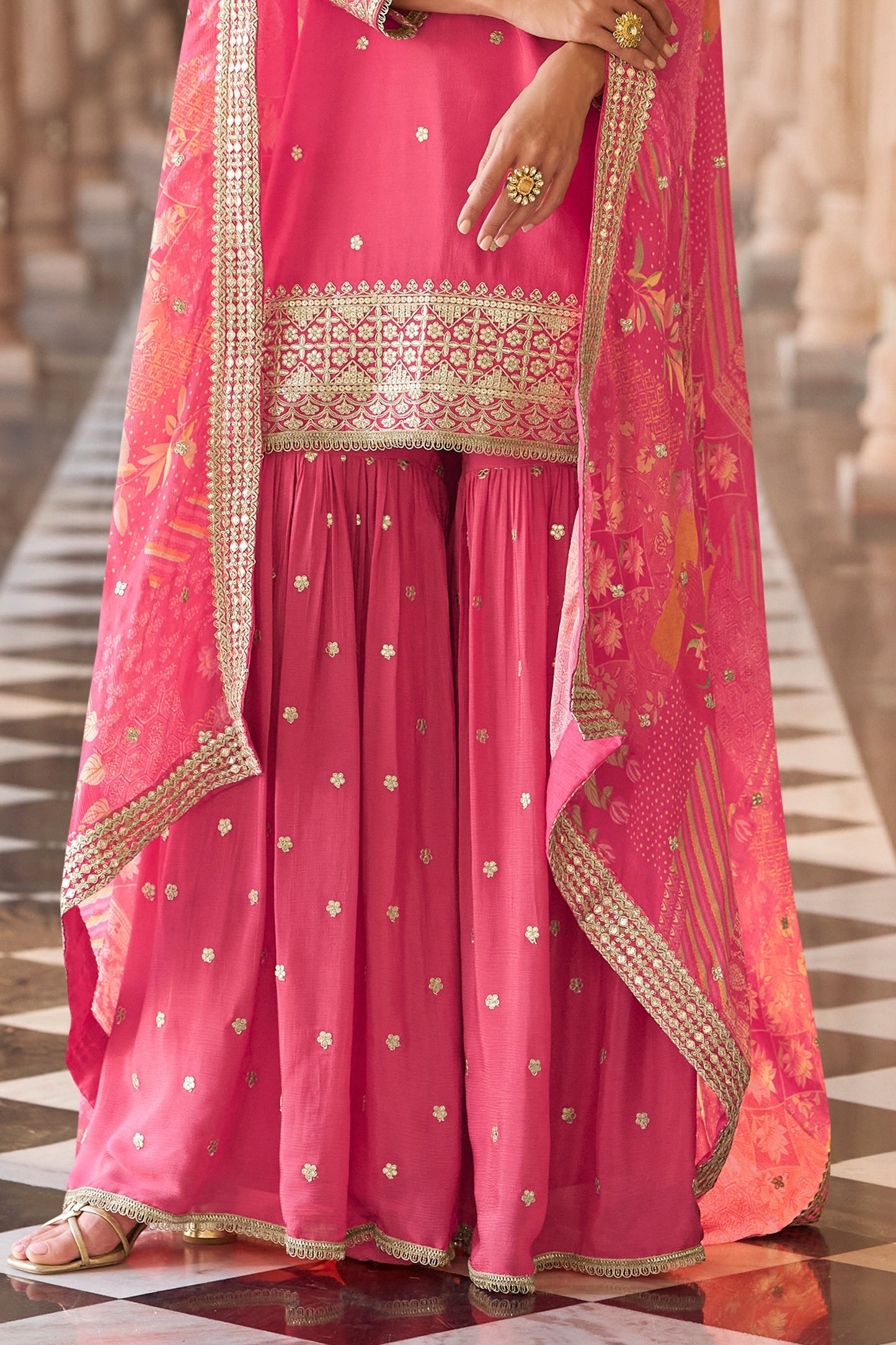 Pink Readymade Embroidered Chinon Sharara Suit-SAR11619_5_SareeButa.com