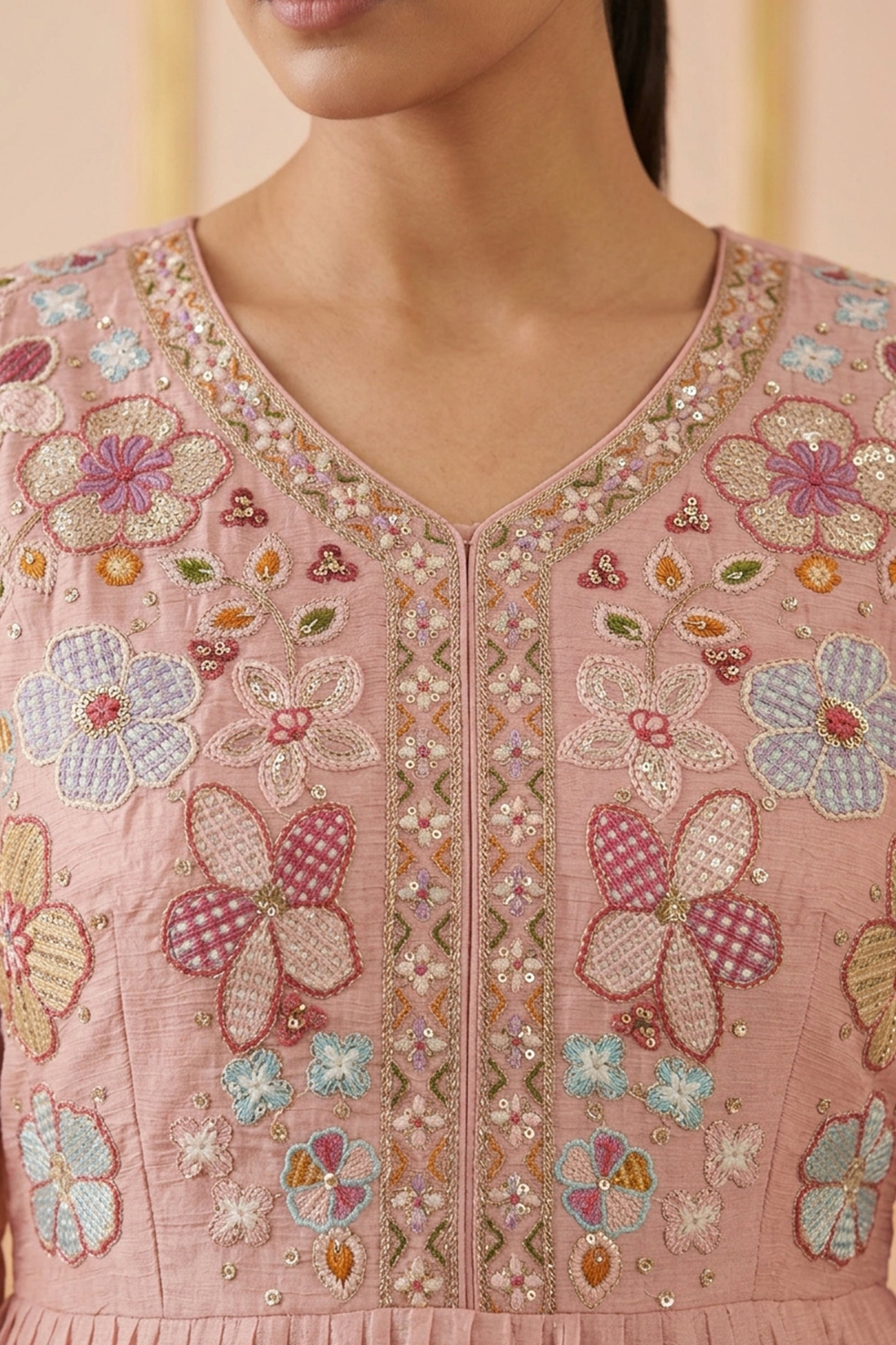 Pink Readymade Embroidered Chinon Sharara Suit-SAR13006_3_SareeButa.com