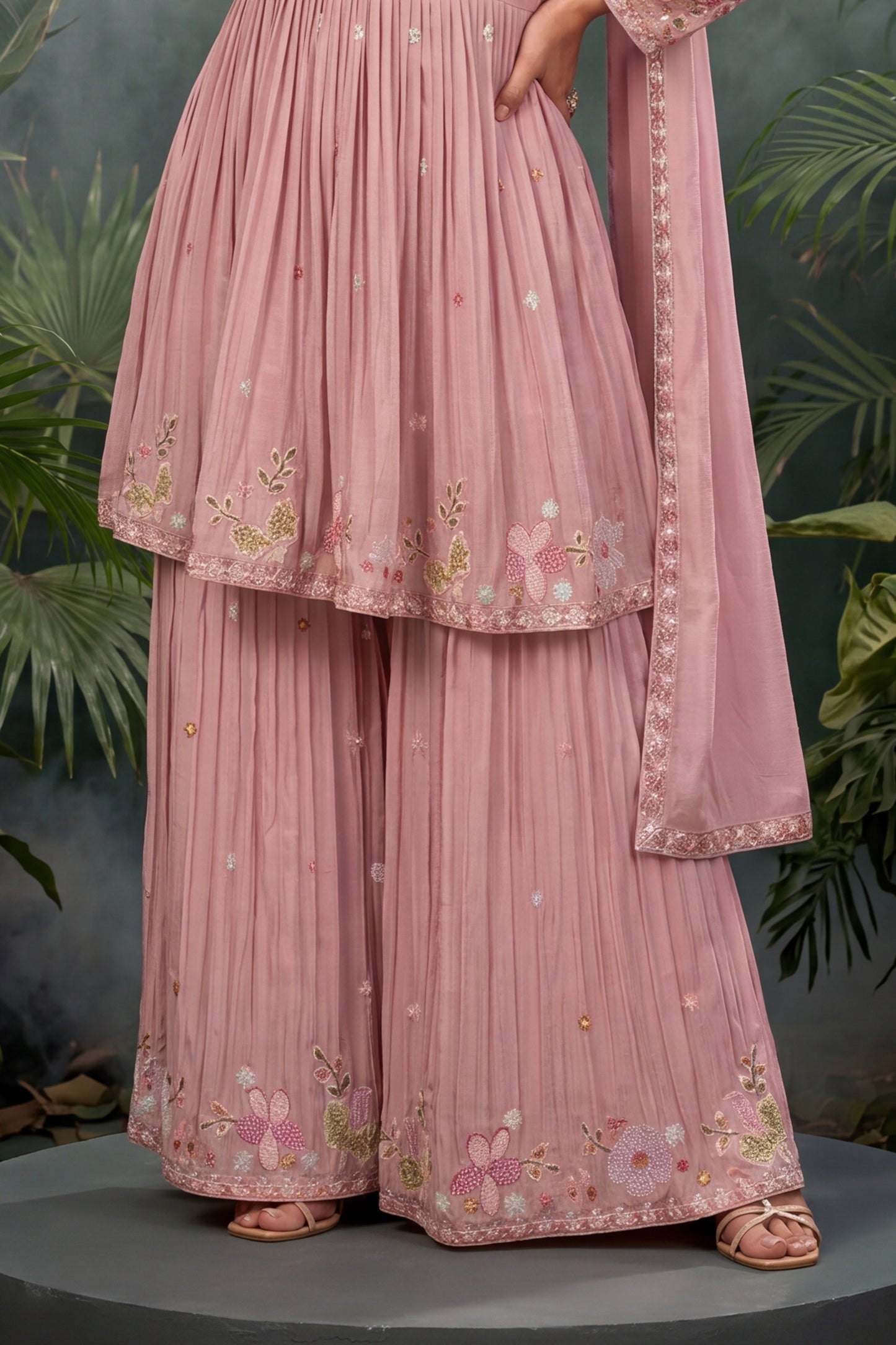 Pink Readymade Embroidered Chinon Sharara Suit-SAR13006_7_SareeButa.com