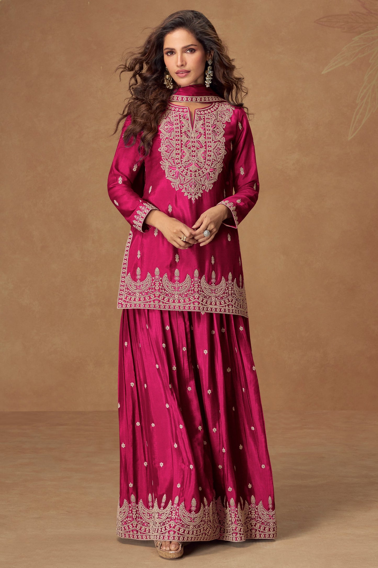Pink Readymade Embroidered Chinon Silk Suit-SAR10510_1_SareeButa.com