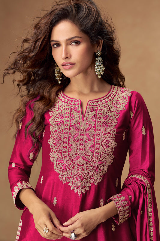 Pink Readymade Embroidered Chinon Silk Suit-SAR10510_2_SareeButa.com