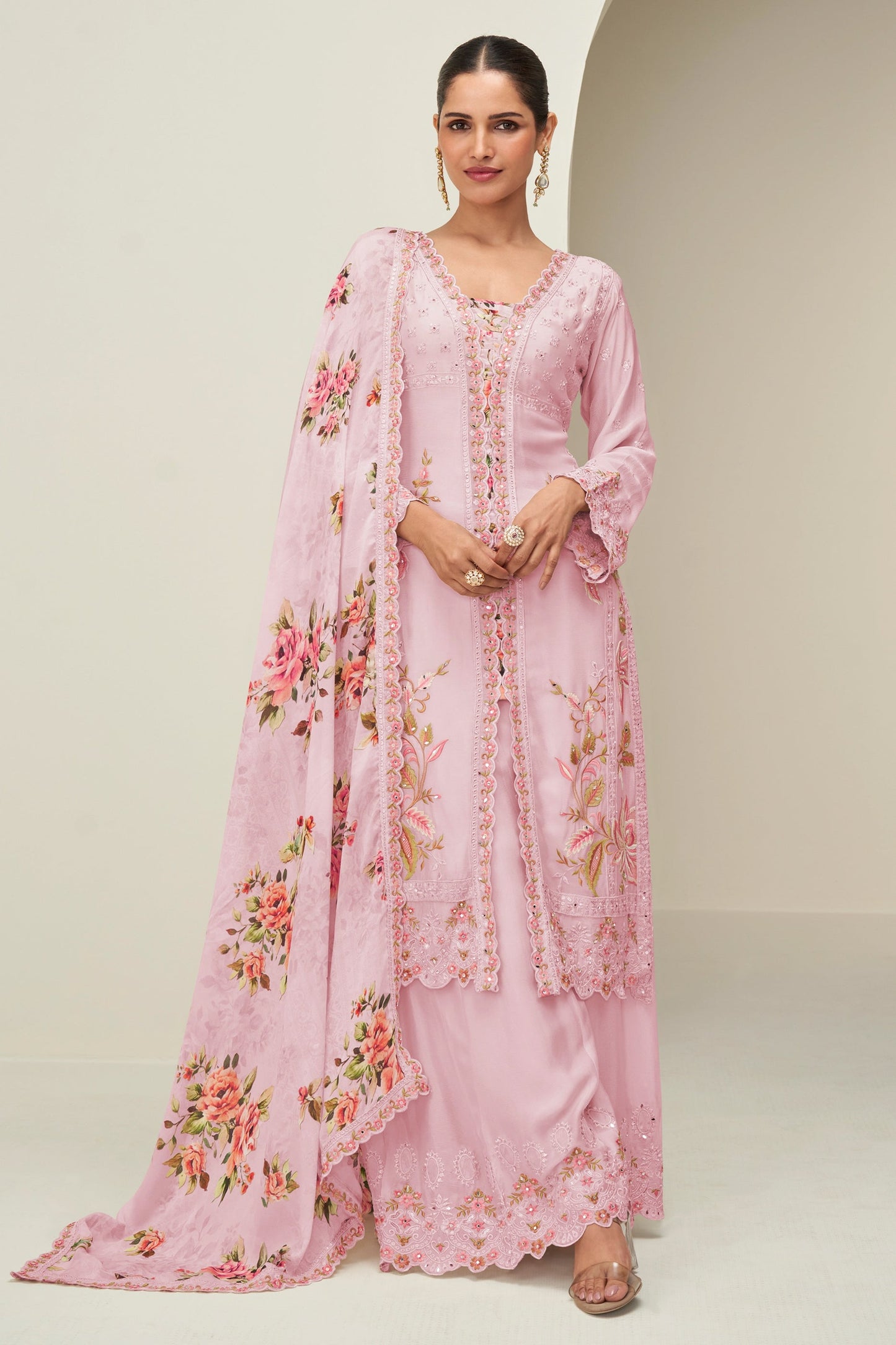Pink Readymade Embroidered Chinon Silk Suit-SAR10530_1_SareeButa.com