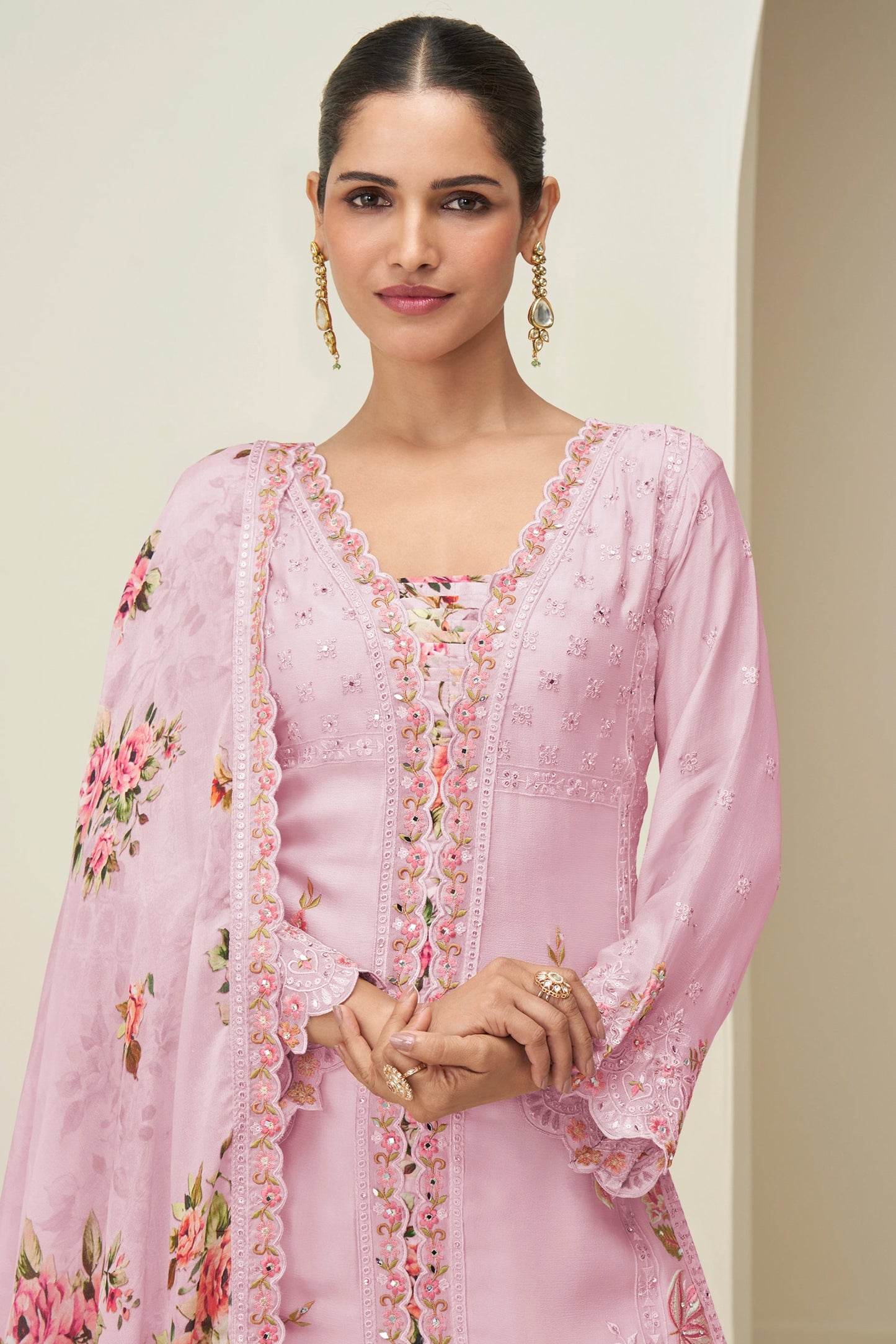 Pink Readymade Embroidered Chinon Silk Suit-SAR10530_2_SareeButa.com