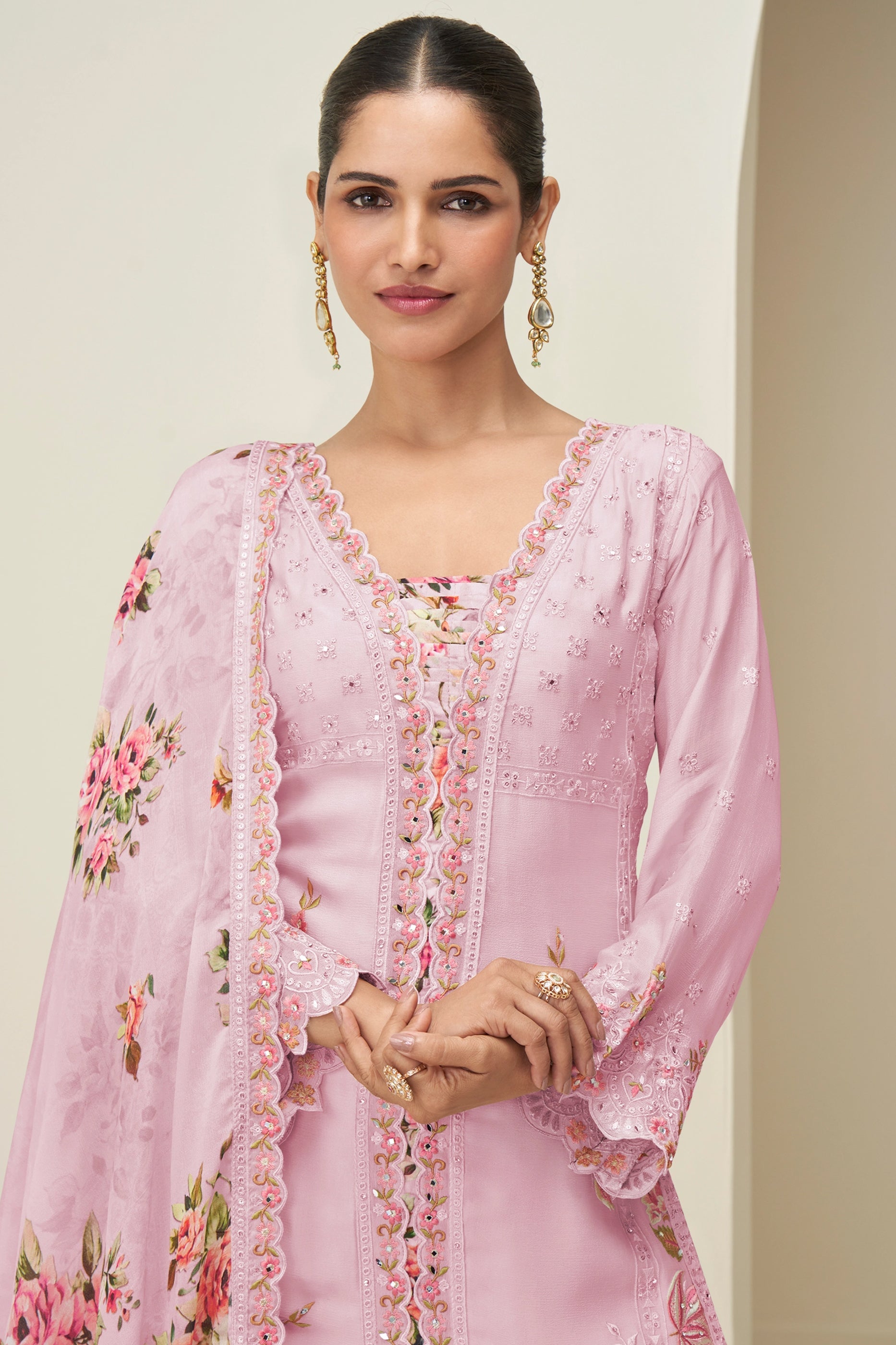 Pink Readymade Embroidered Chinon Silk Suit-SAR10530_2_SareeButa.com