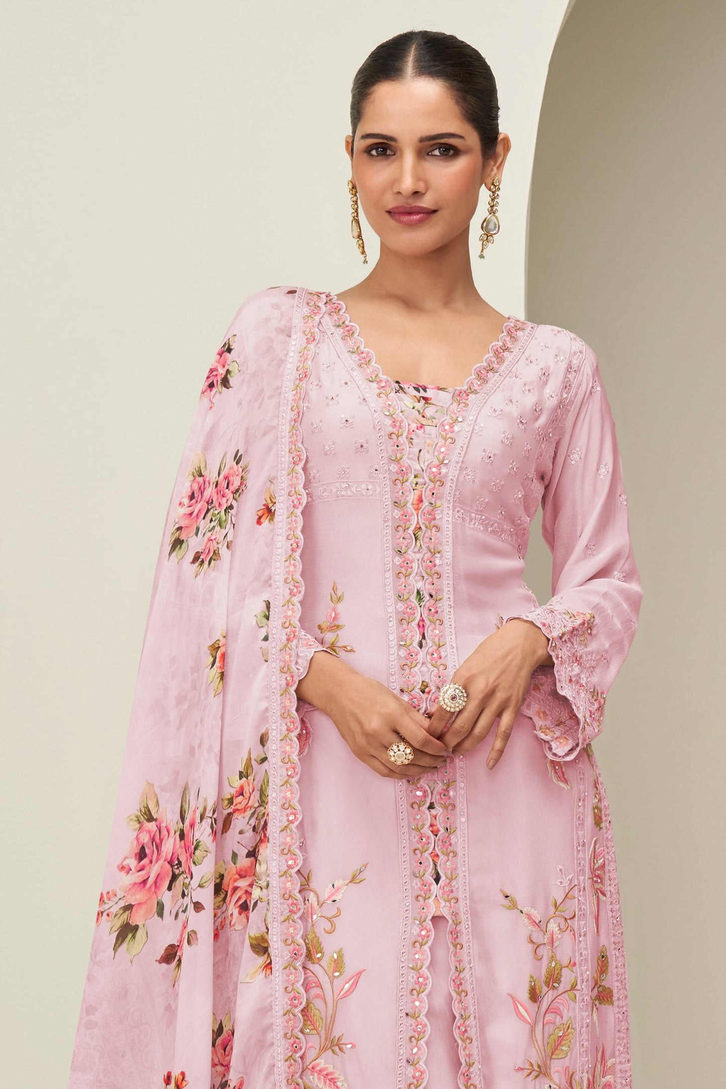 Pink Readymade Embroidered Chinon Silk Suit-SAR10530_3_SareeButa.com