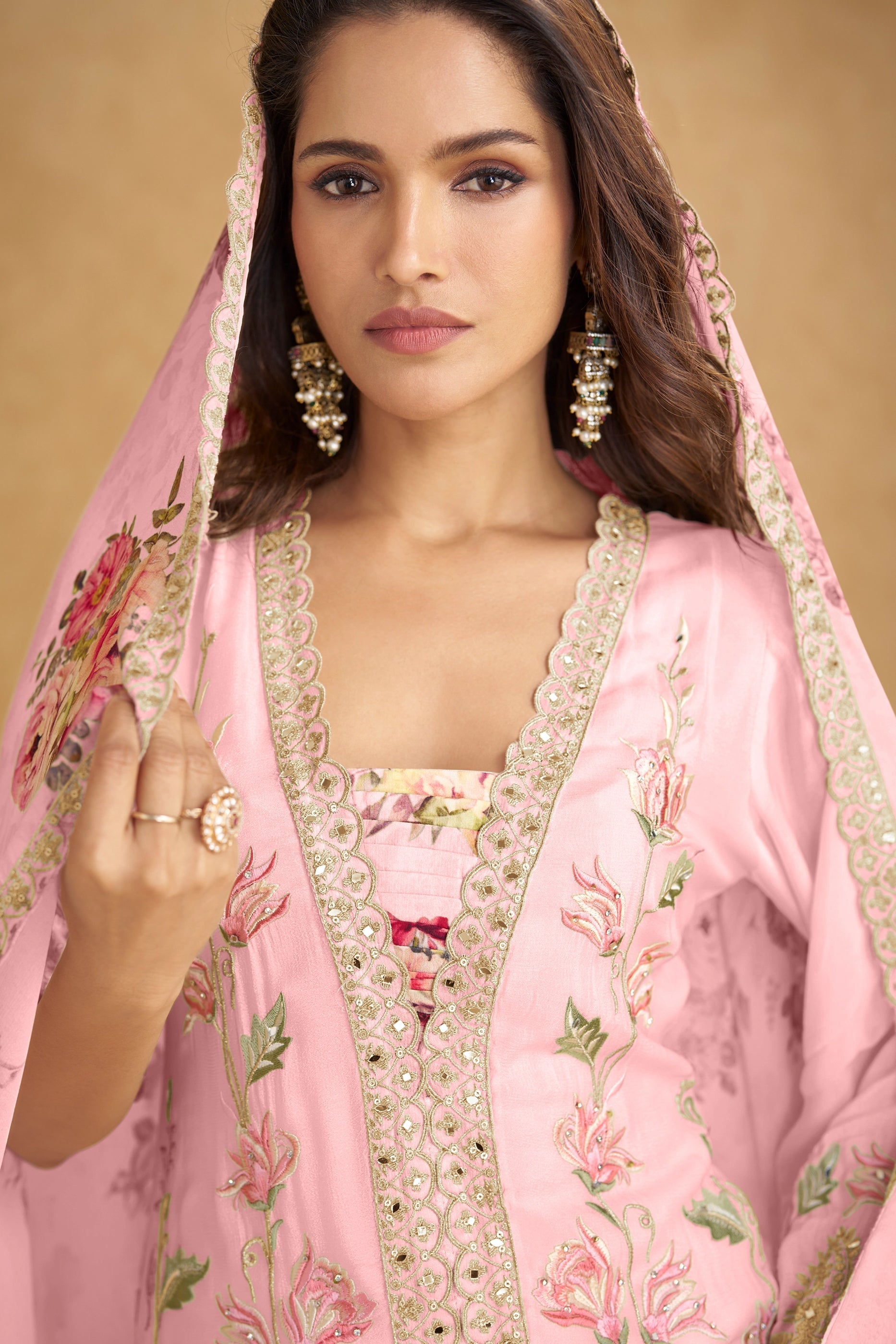 Pink Readymade Embroidered Chinon Silk Suit-SAR10914_2_SareeButa.com