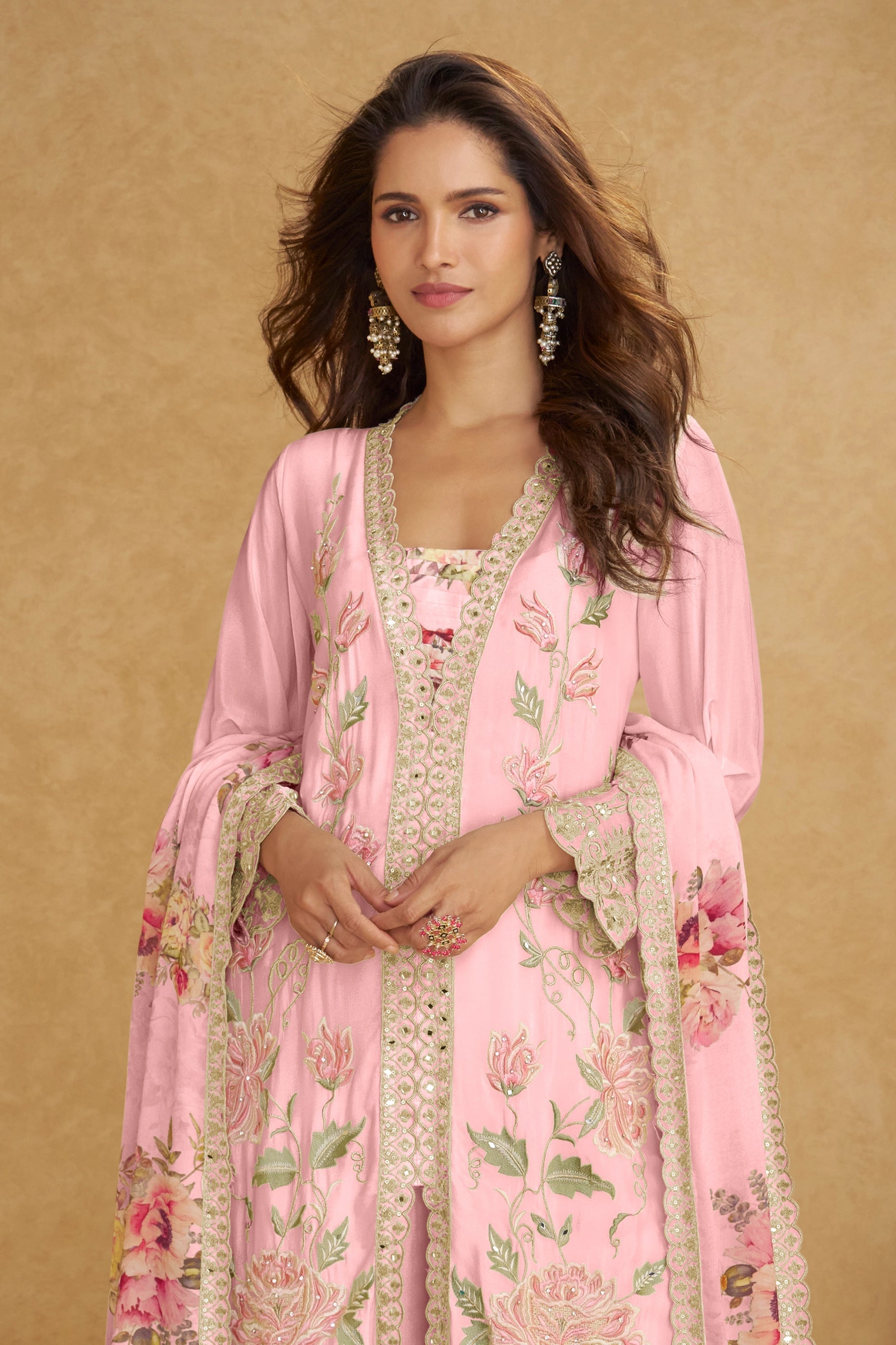 Pink Readymade Embroidered Chinon Silk Suit-SAR10914_3_SareeButa.com