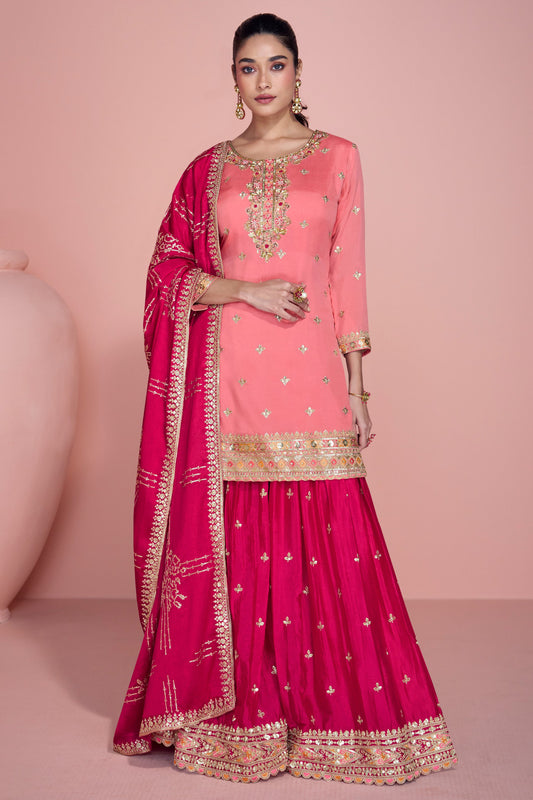 Pink Readymade Embroidered Chinon Silk Sharara Suit-SS427_1_SareeButa.com