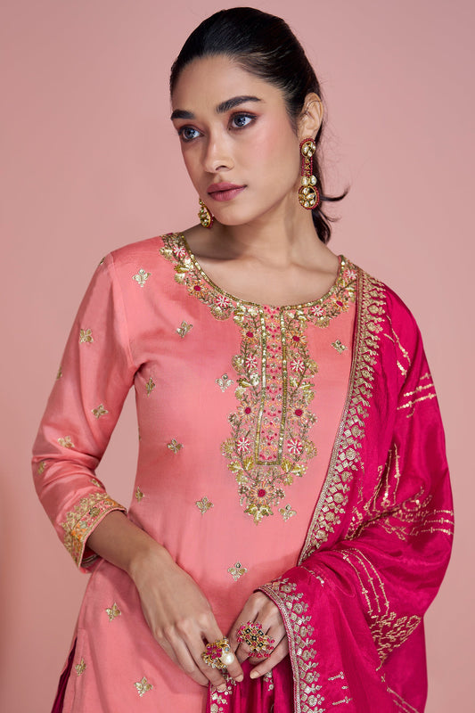 Pink Readymade Embroidered Chinon Silk Sharara Suit-SS427_2_SareeButa.com