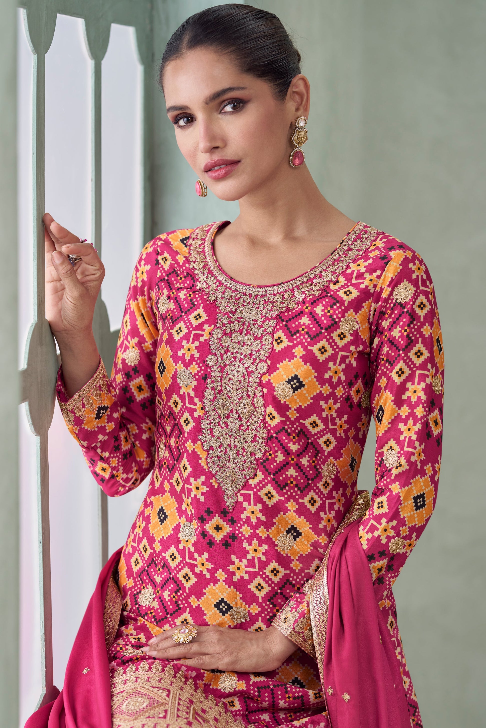 Pink Readymade Embroidered Chinon Silk Suit-SS655_2_SareeButa.com