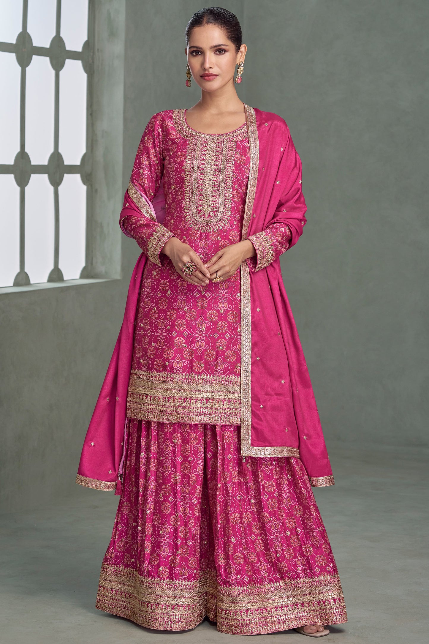 Pink Readymade Embroidered Chinon Silk Suit-SS657_1_SareeButa.com