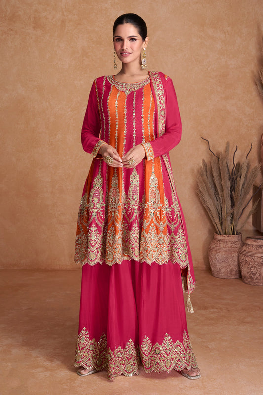 Pink Readymade Embroidered Chinon Suit-SAR10487_1_SareeButa.com