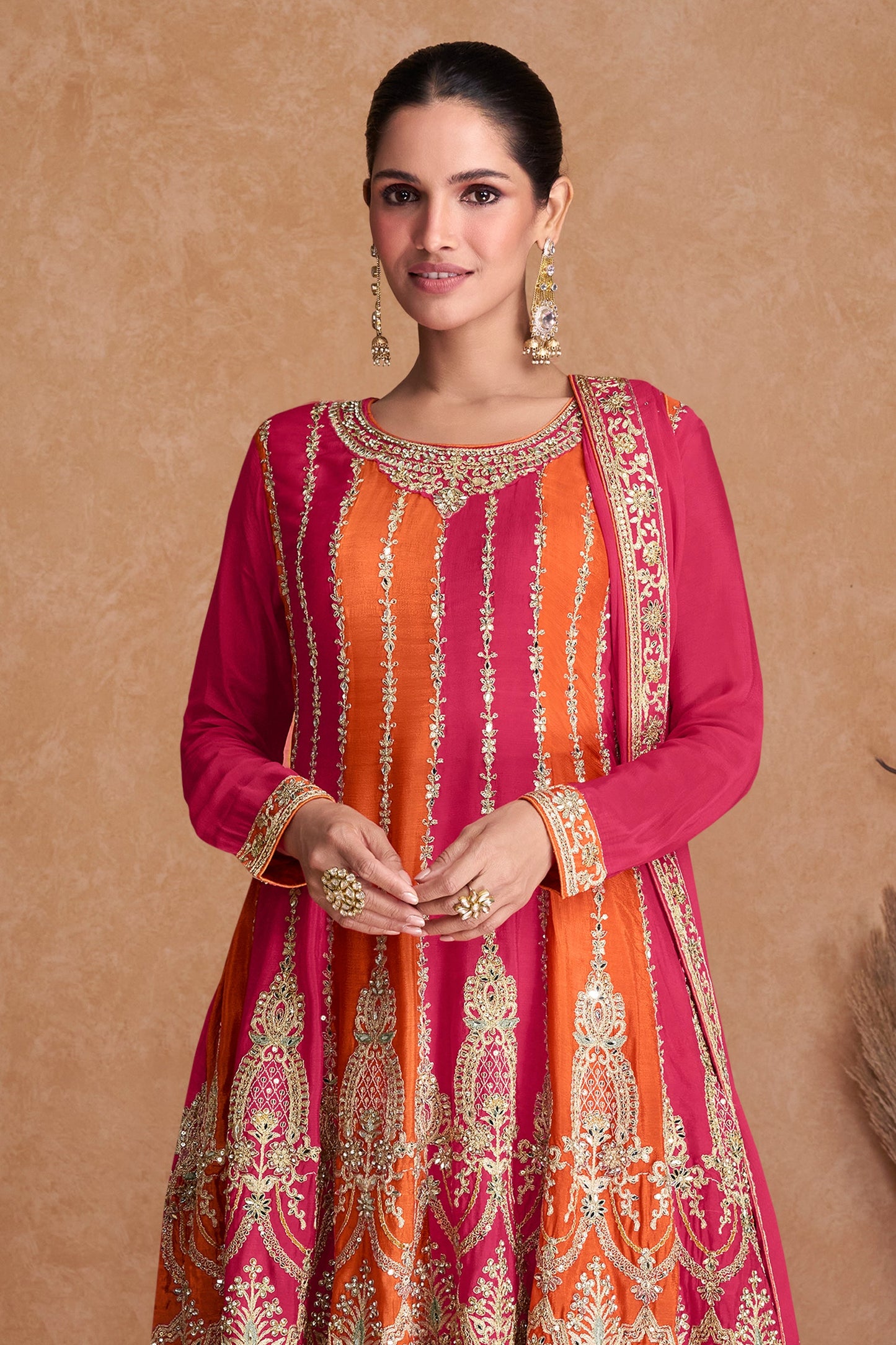 Pink Readymade Embroidered Chinon Suit-SAR10487_3_SareeButa.com