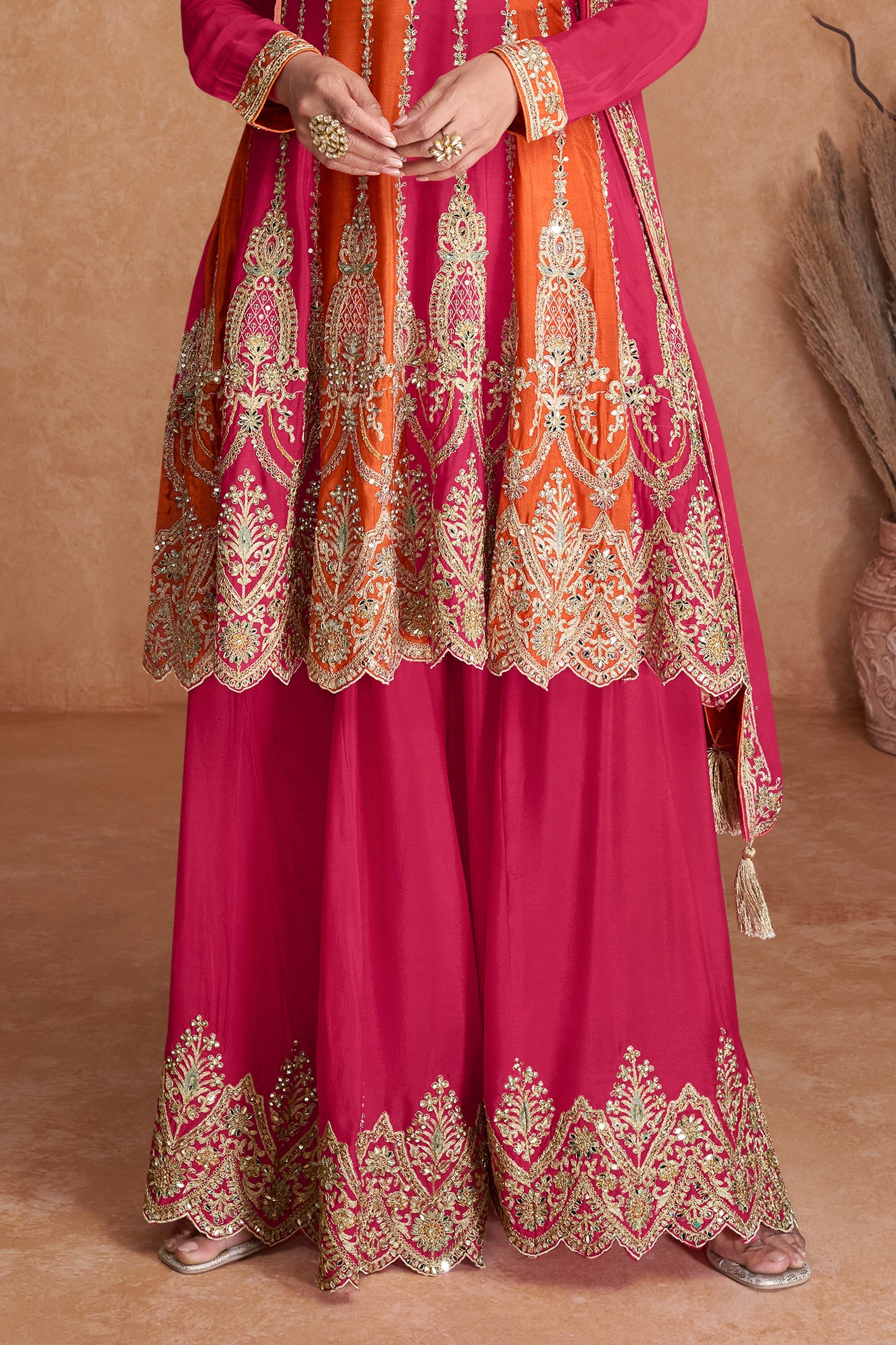 Pink Readymade Embroidered Chinon Suit-SAR10487_4_SareeButa.com