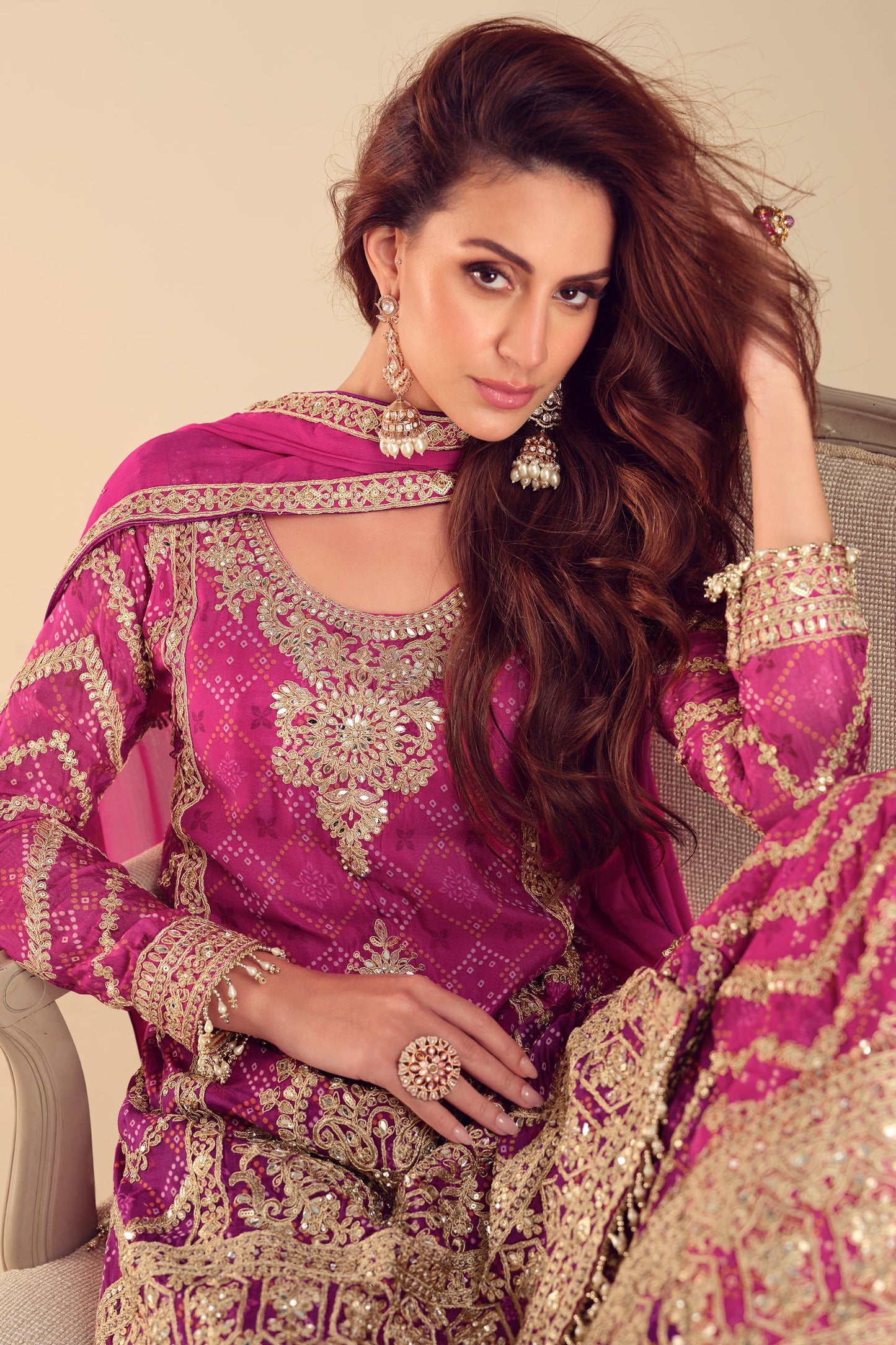 Pink Readymade Embroidered Chinon Suit-SAR10495_2_SareeButa.com