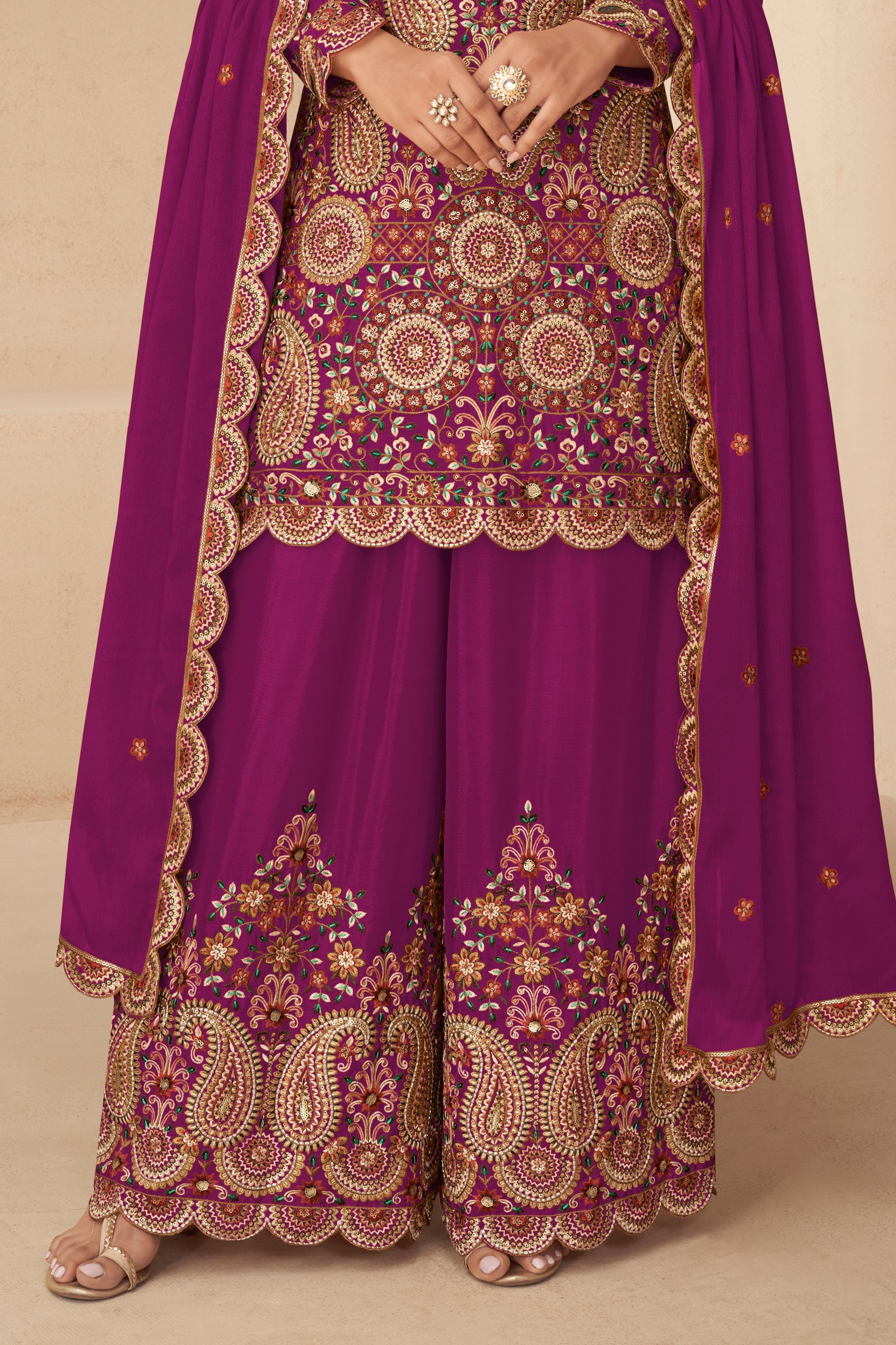 Pink Readymade Embroidered Chinon Suit-SAR10497_4_SareeButa.com