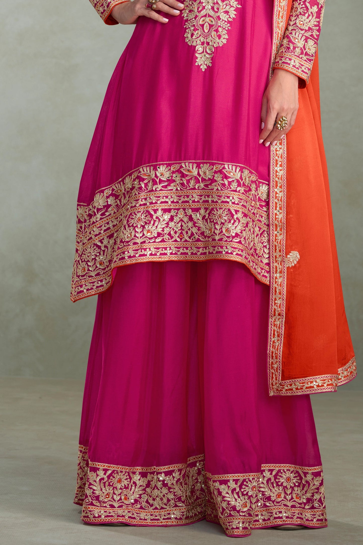 Pink Readymade Embroidered Chinon Suit-SAR10669_4_SareeButa.com