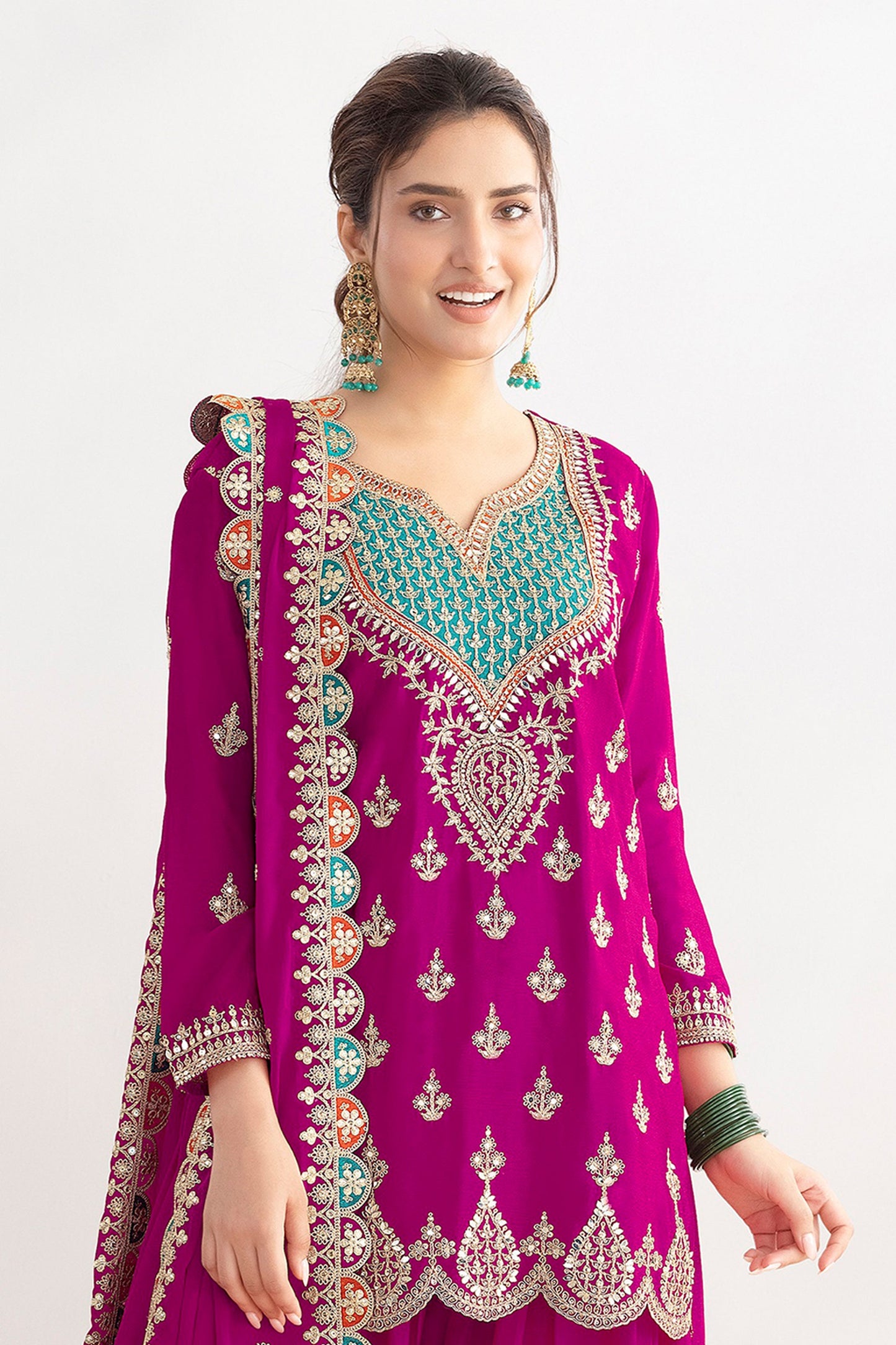 Pink Readymade Embroidered Chinon Suit-SAR11112_3_SareeButa.com