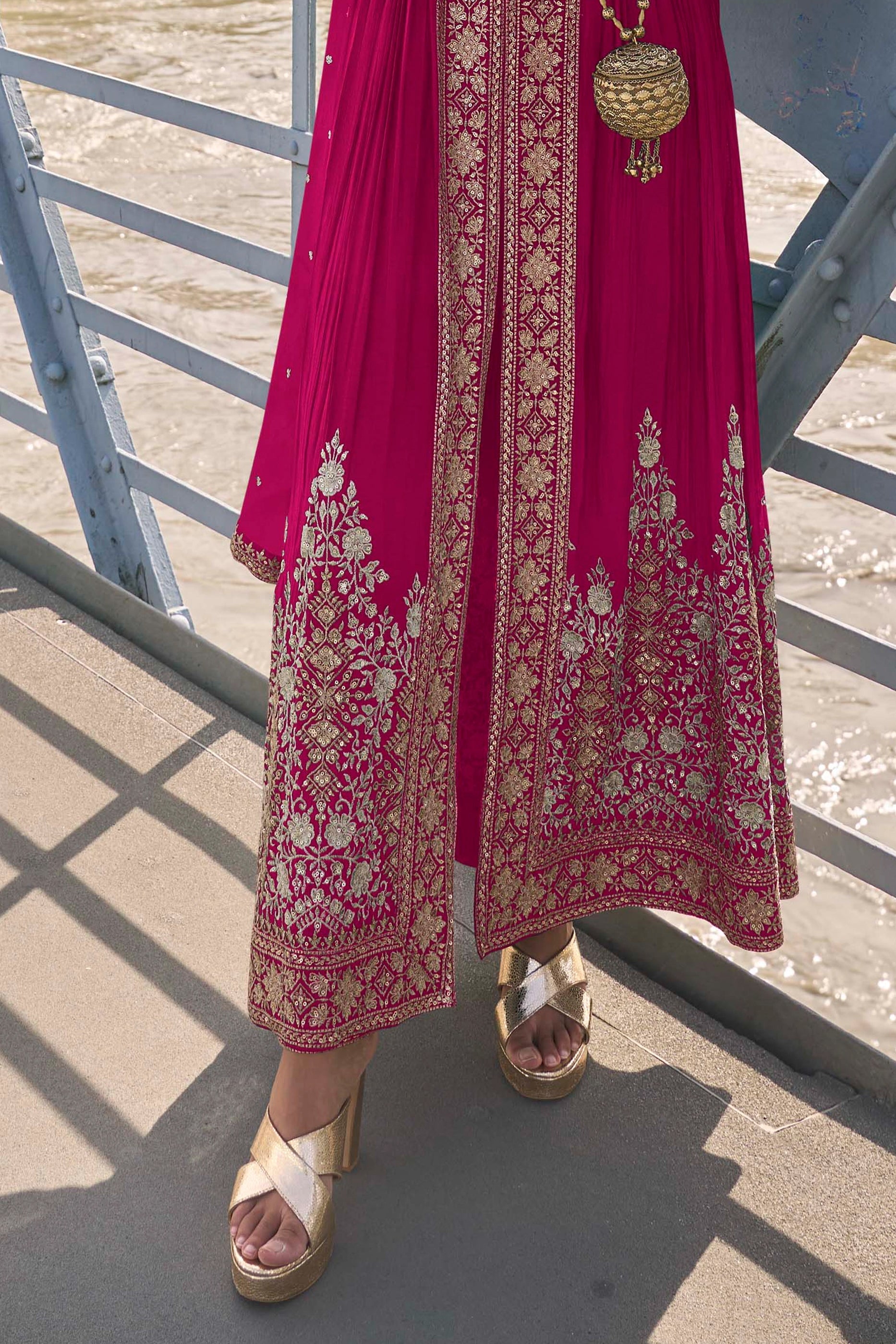 Pink Readymade Embroidered Chinon Suit-SAR11375_4_SareeButa.com
