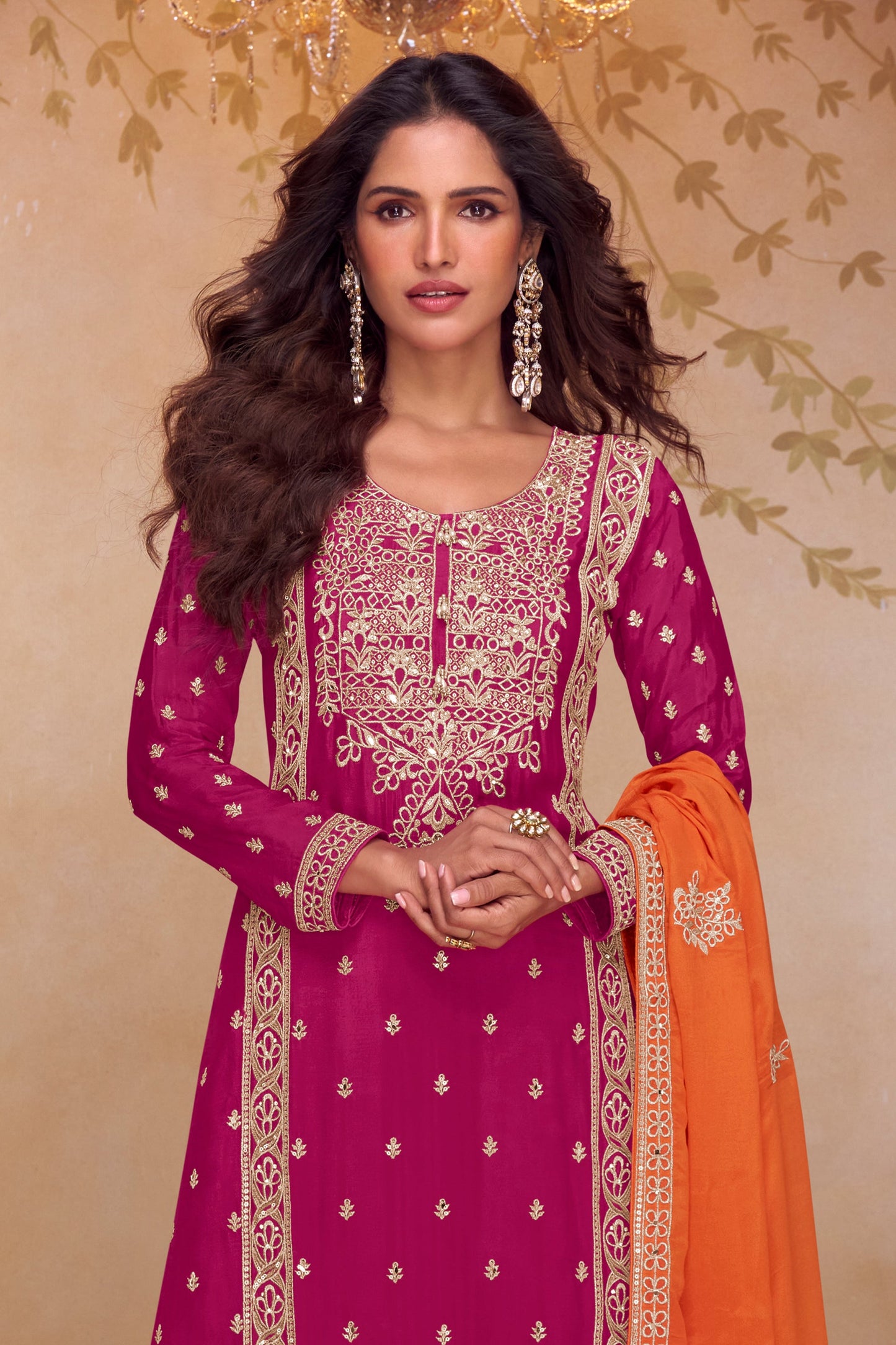 Pink Readymade Embroidered Chinon Suit-SAR11536_3_SareeButa.com