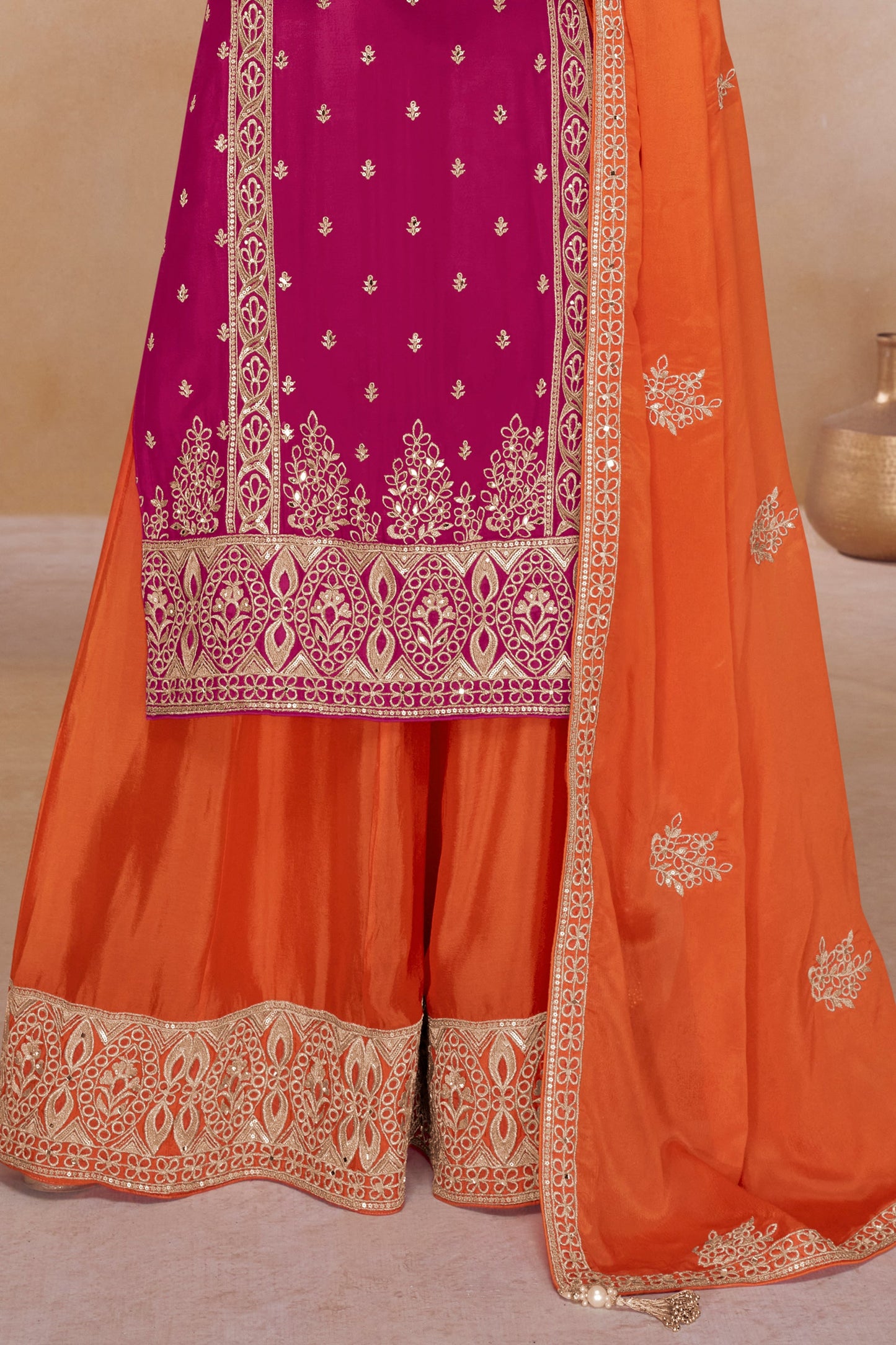 Pink Readymade Embroidered Chinon Suit-SAR11536_4_SareeButa.com